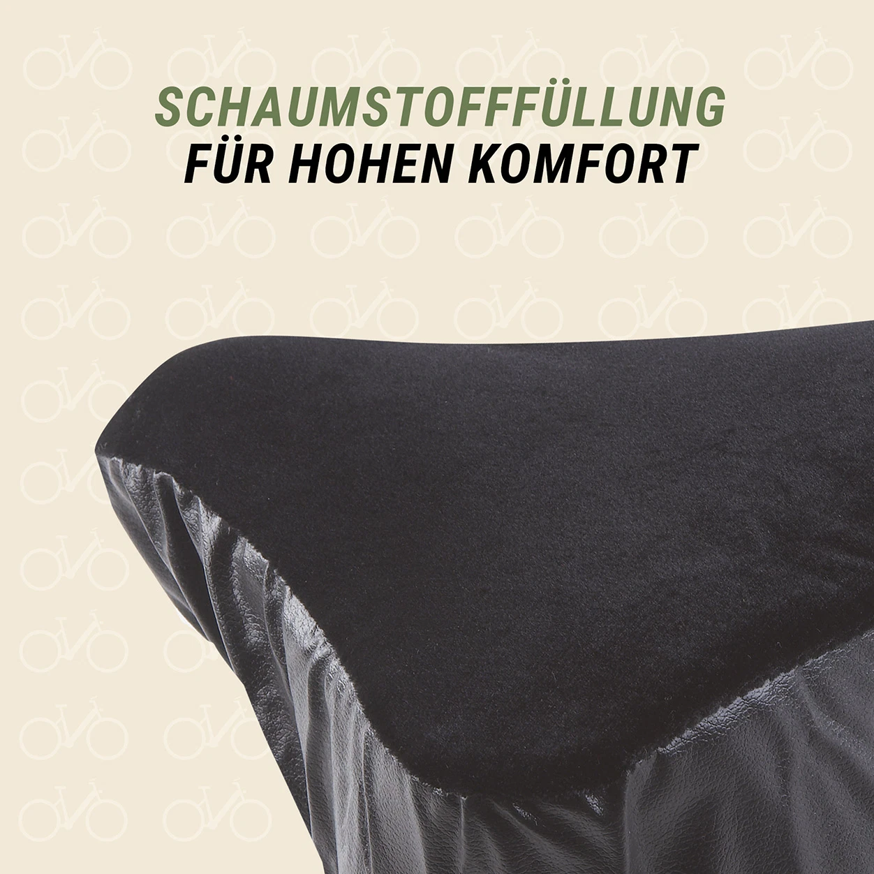 Satteldecke Schwarz mit Schaumstofffüllung für hohen Komfort - detailansicht
