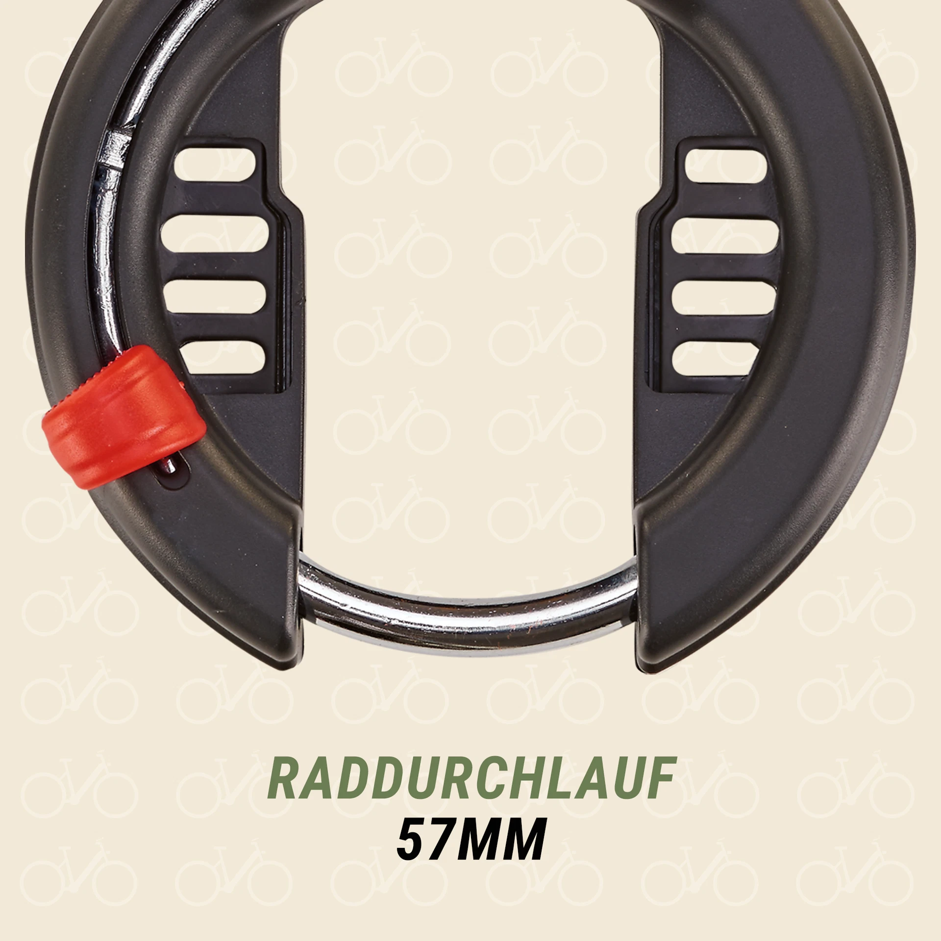 Rahmenschloss Raddurchlauf 57 mm - Ansicht von vorne