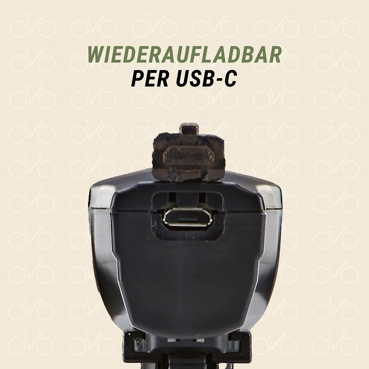 Frontscheinwerfer wiederaufladbar per USB-C - Ansicht von oben