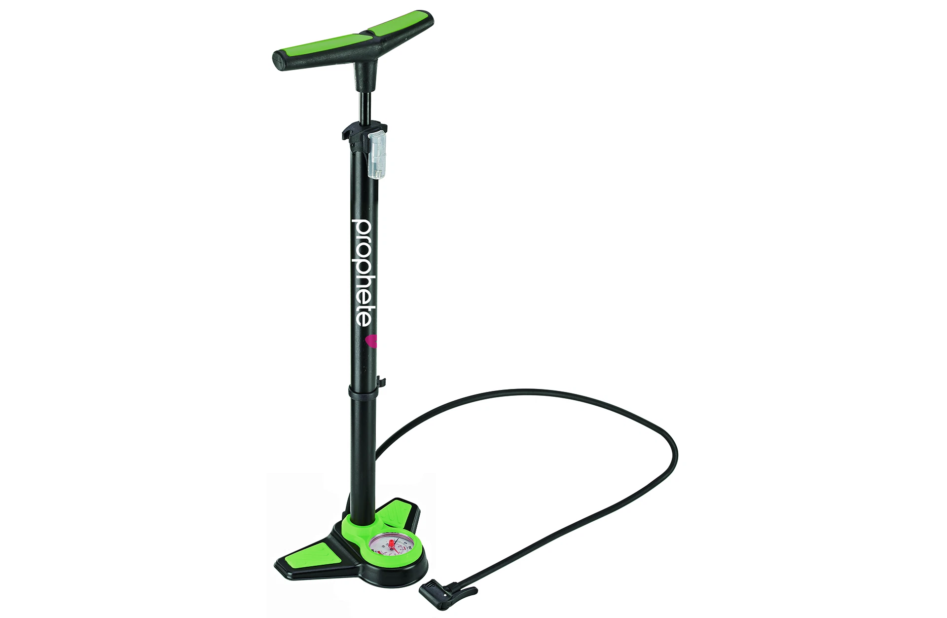 Luftpumpe schwarz grün - diagonale Ansicht auf weißem Grund