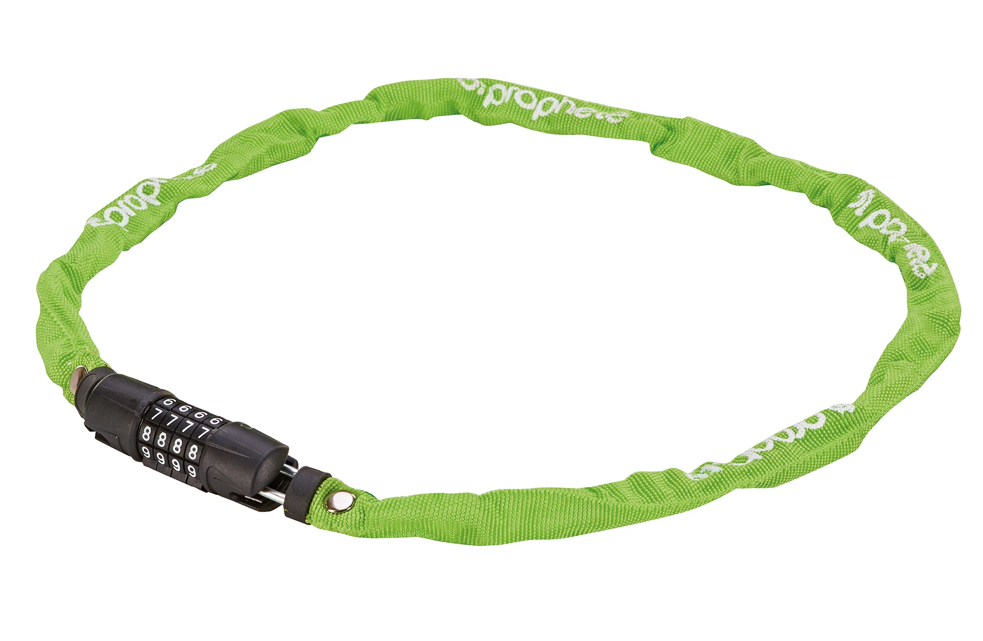 Kettenschloss grün - diagonale Ansicht auf weißem Grund