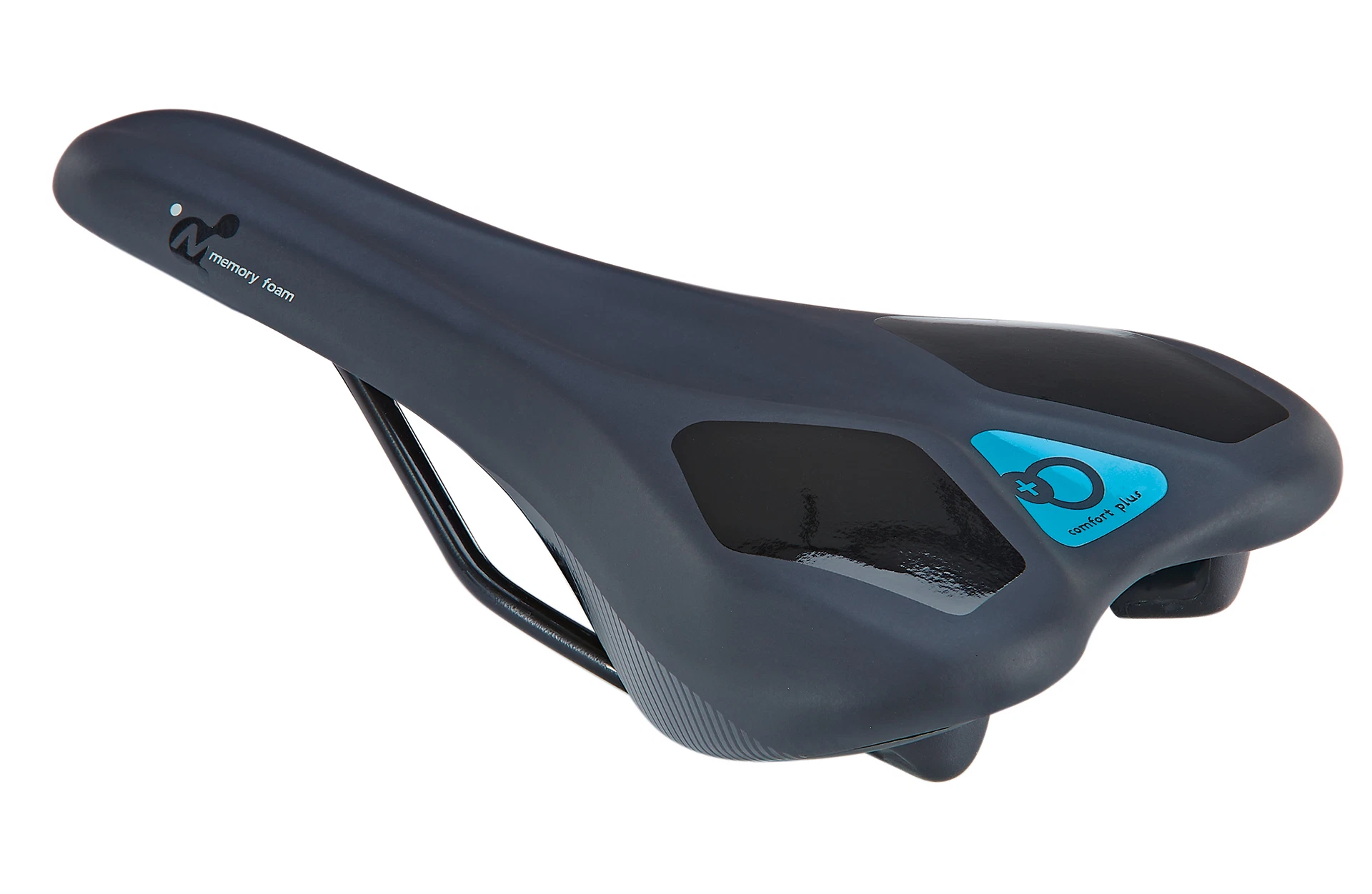 Sattel Mountainbike schwarz/blau - diagonale Ansicht auf weißem Grund