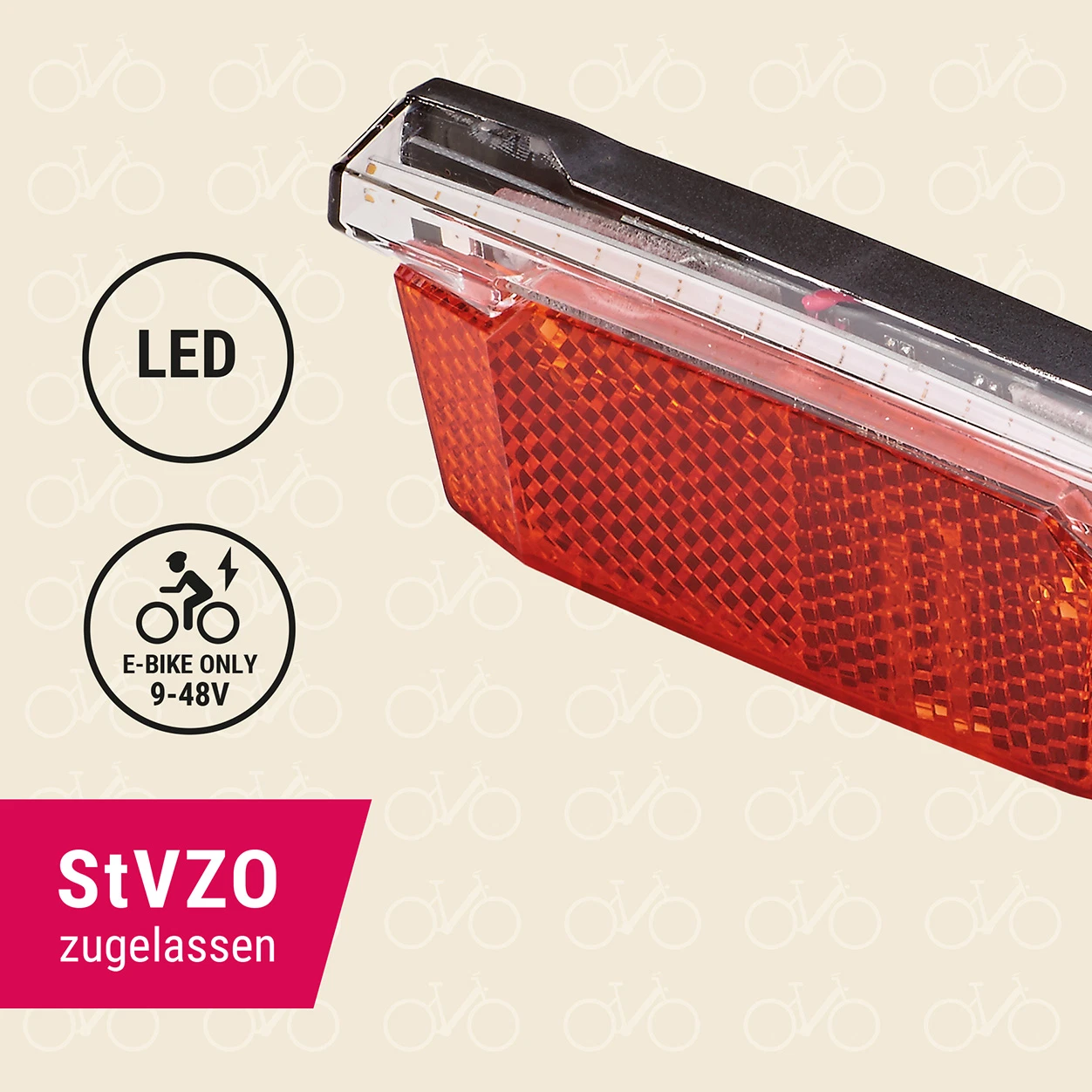 LED-Rücklicht mit Bremslichtfunktion E-Bike
