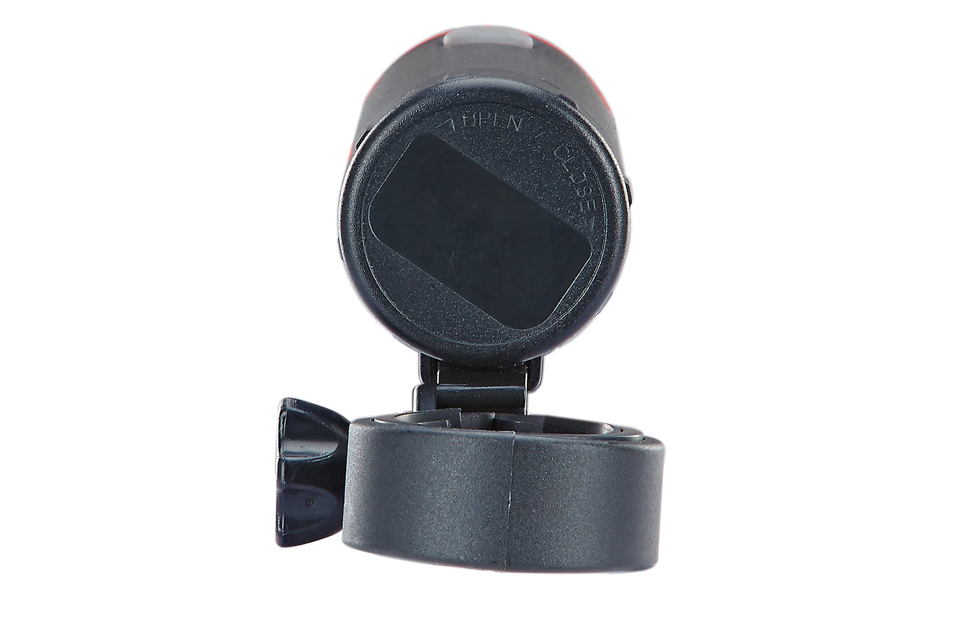 Rücklicht mit grauen Knopf - Ansicht von hinten auf weißem Grund