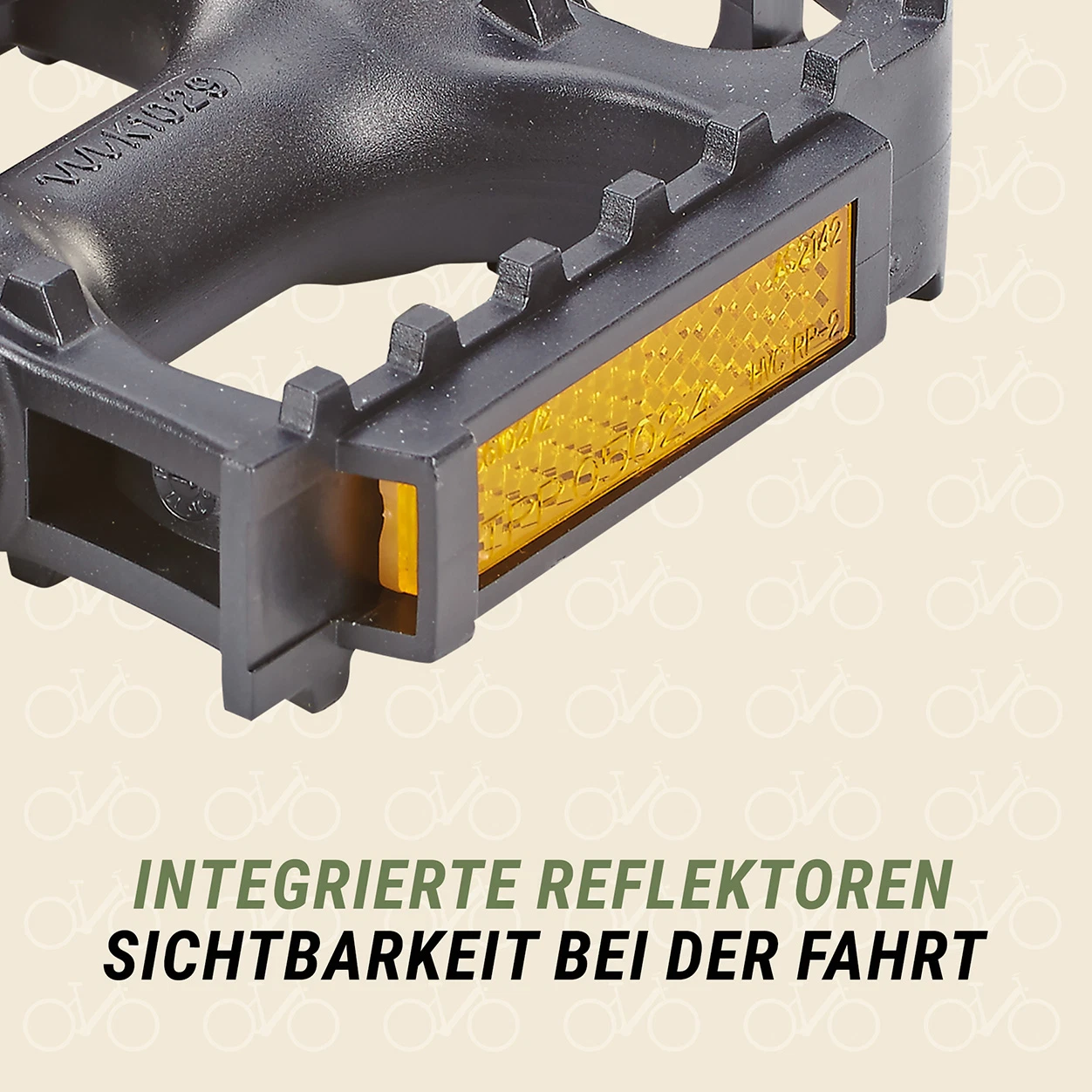 Universal Pedale Schwarz mit integrierten Reflektoren - detailansicht