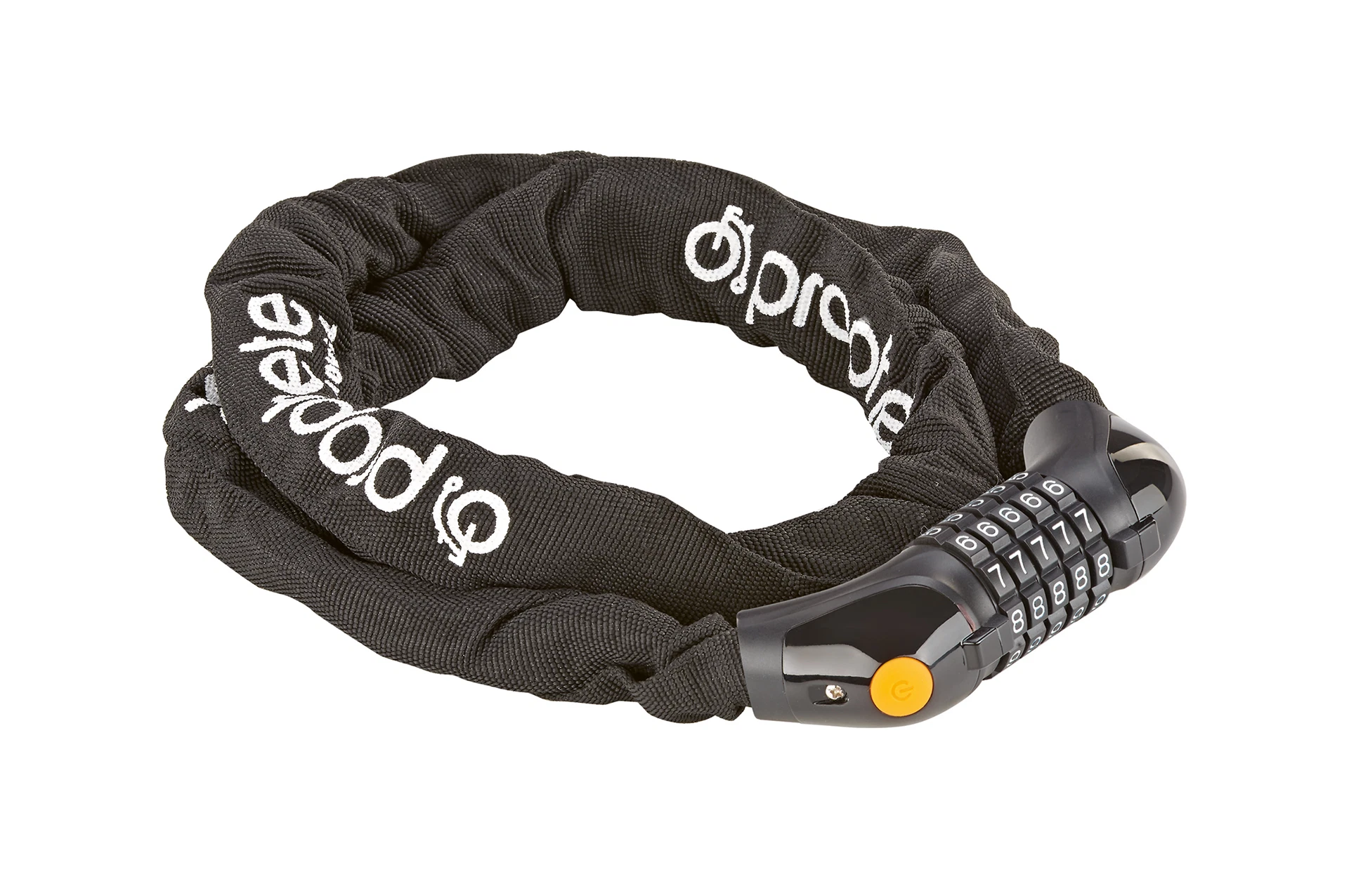 Zahlenschloss - diagonale Ansicht auf weißem Grund