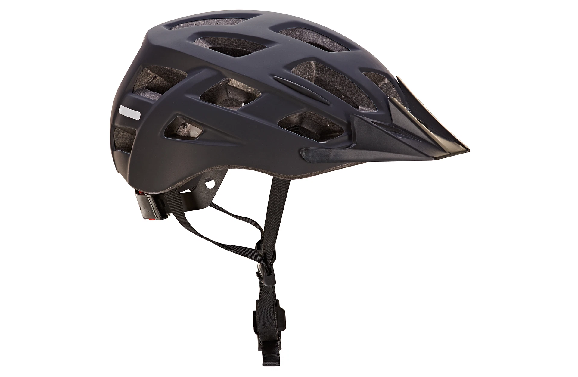 Fahrradhelm MTB schwarz - seitliche Ansicht auf weißem Grund