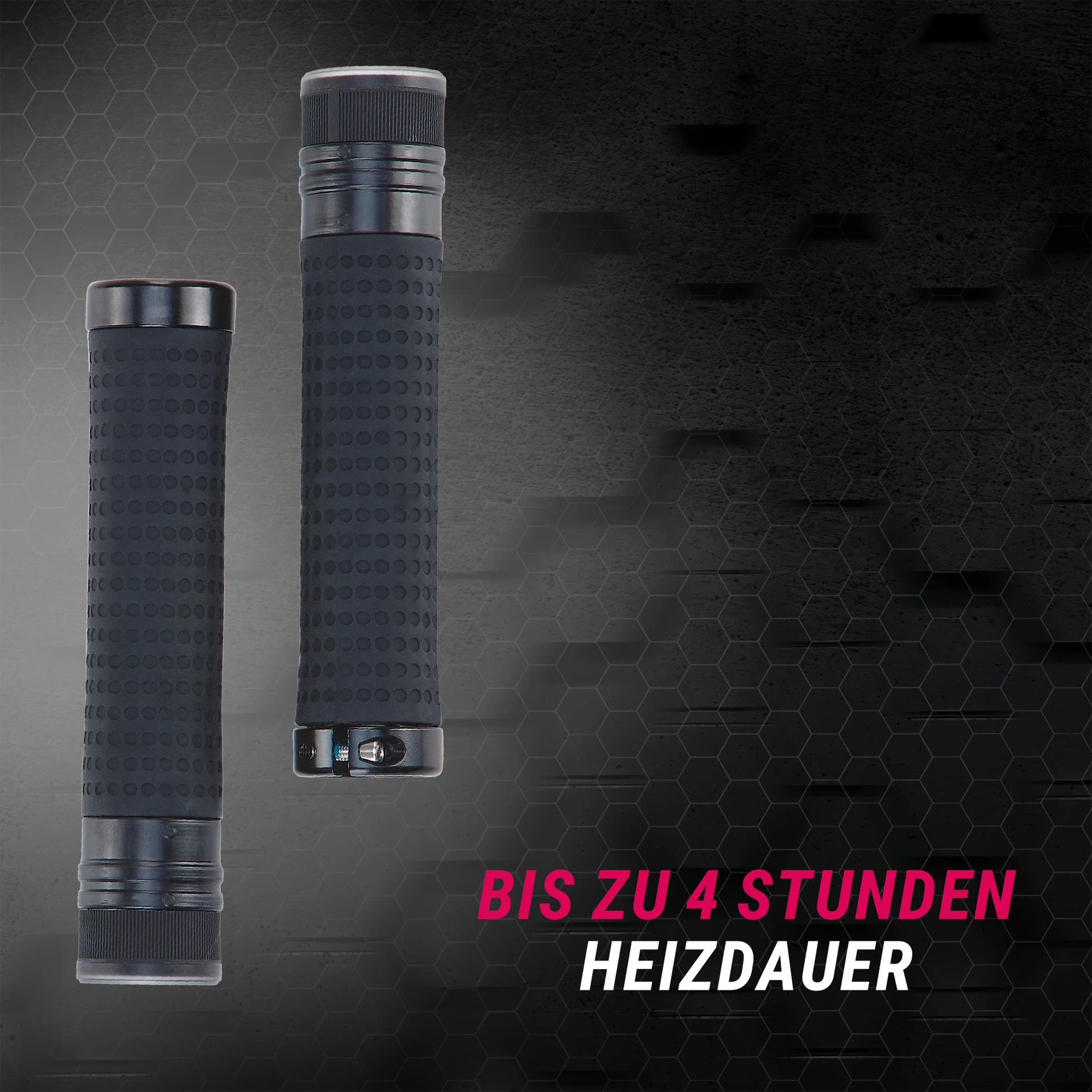 Heizgriffe 4 Stunden Heizdauer -  Ansicht von vorne auf schwarzem Grund