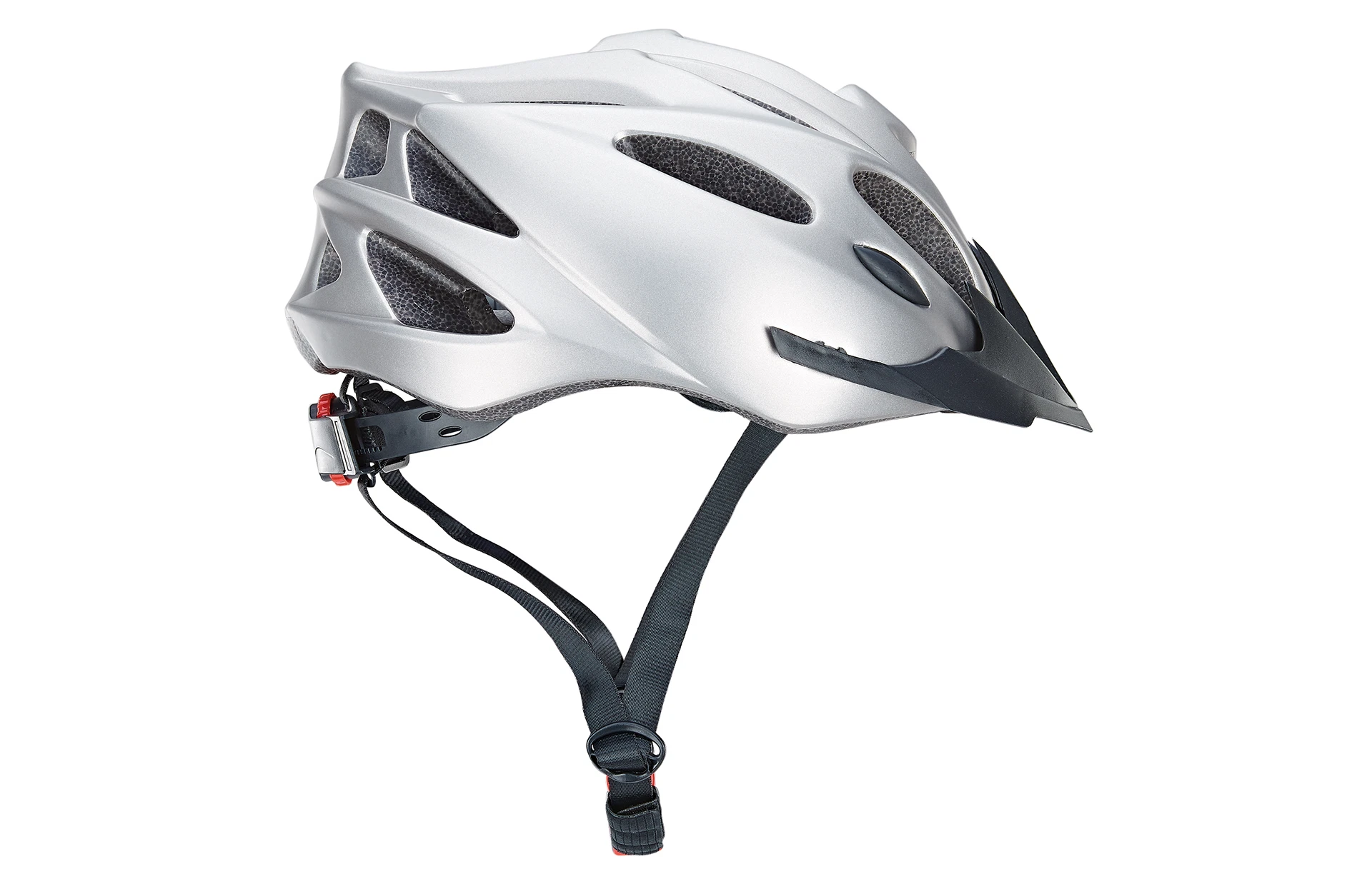 Fahrradhelm silber - seitliche Ansicht auf weißem Grund