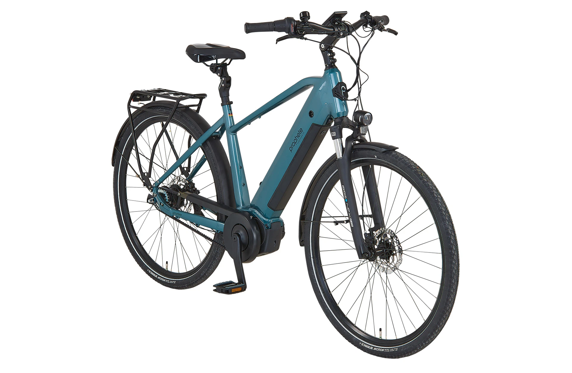 Geniesser 5.0 blau City E-Bike - diagonale Ansicht auf weißem Grund