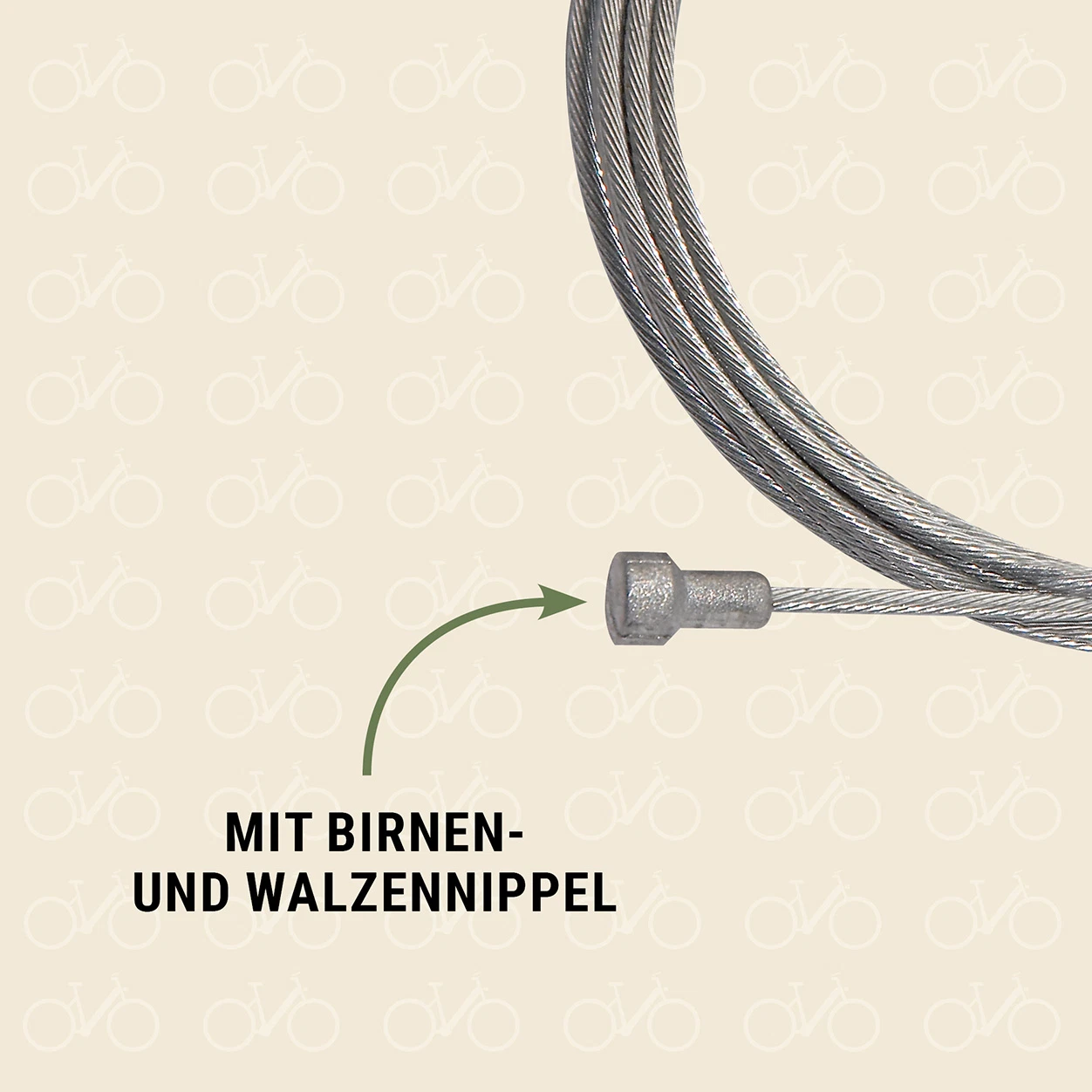 Bremszug silber mit Birnen und Walzennippel - Ansicht von vorne