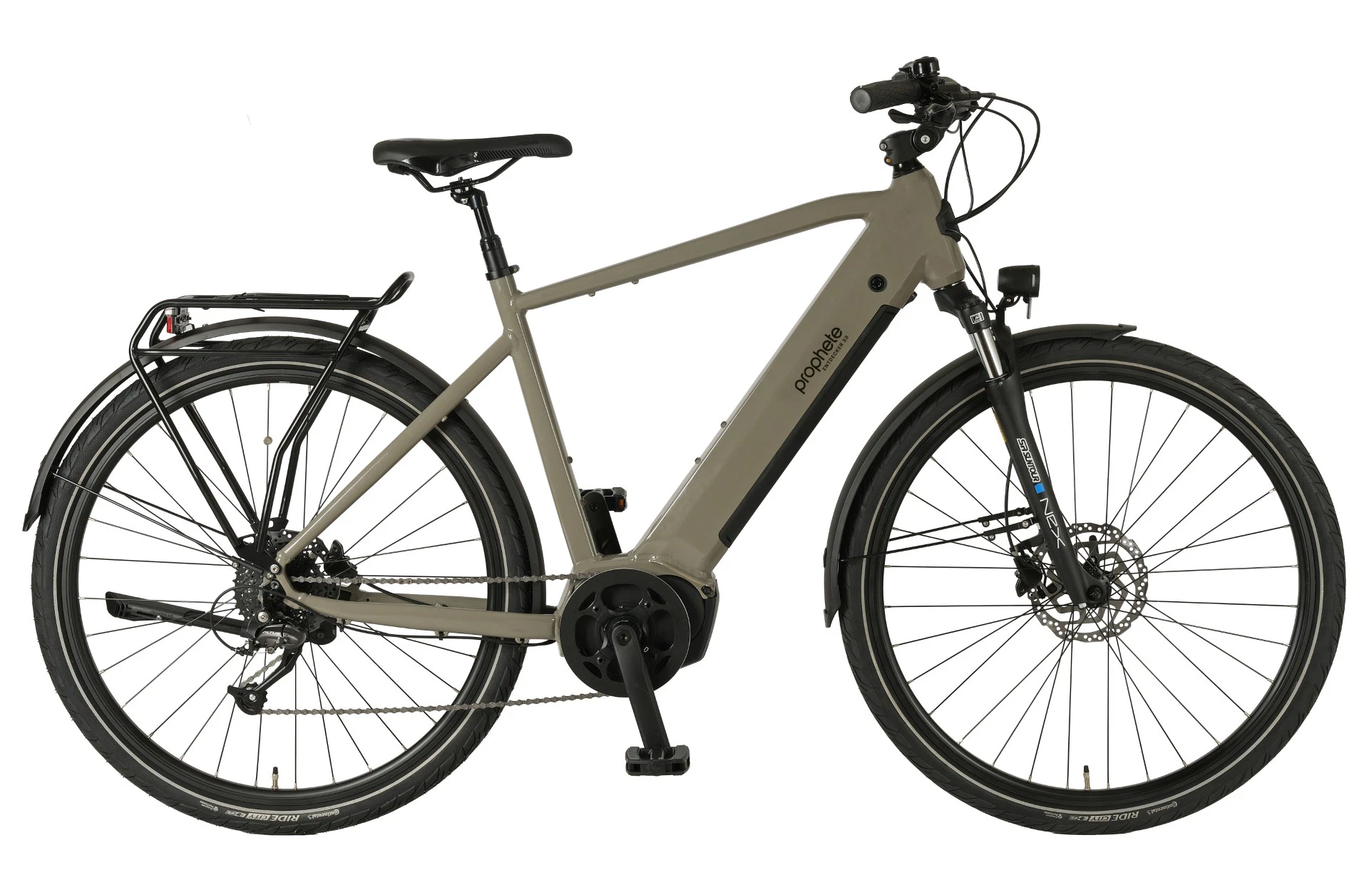 Entdecker 3.0 Trekking E-Bike olivgrün - Planaufnahme auf weißem Grund