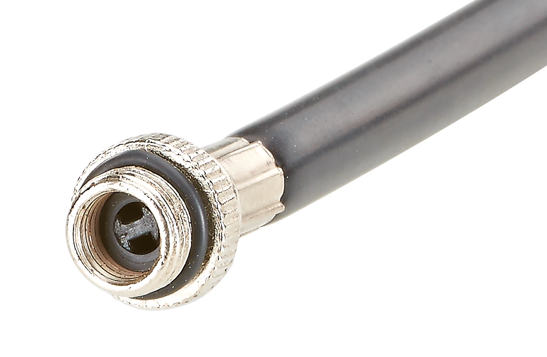 Handpumpe Schlauchöffnung Autoventil - Detailansicht auf weißem Grund