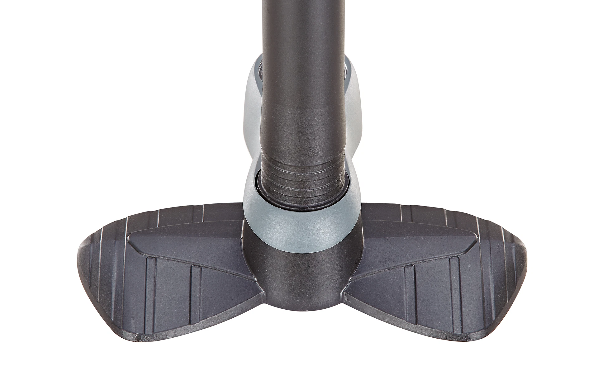 Standluftpumpe grau - Detailansicht Standfuss auf weißem Grund
