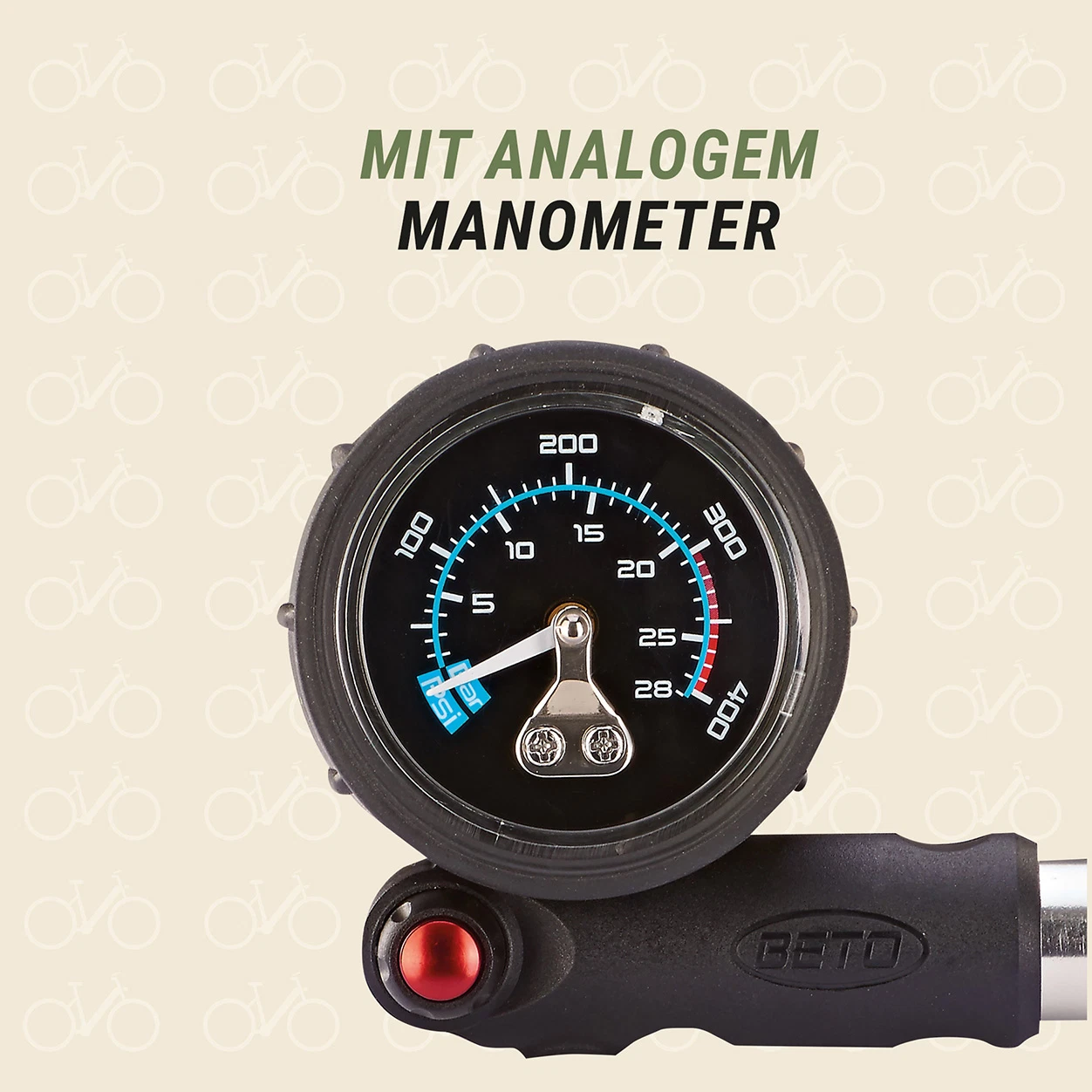 Dämpferpumpe mit analogem Manometer - detailansicht