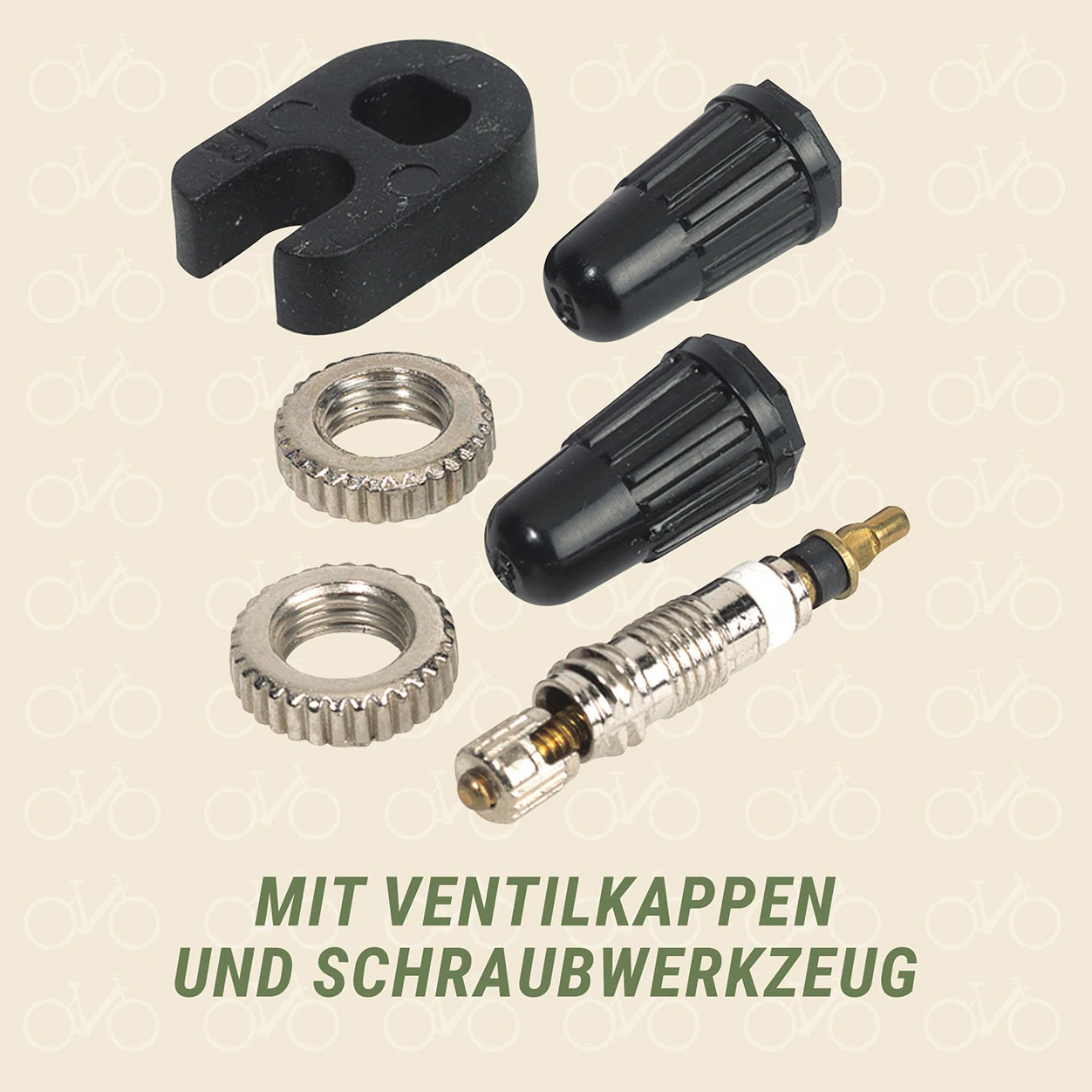 Schlaverandventileinsätze 2 teiliges Set mit Ventilkappen und Schraubwerkzeug- diagonale Ansicht