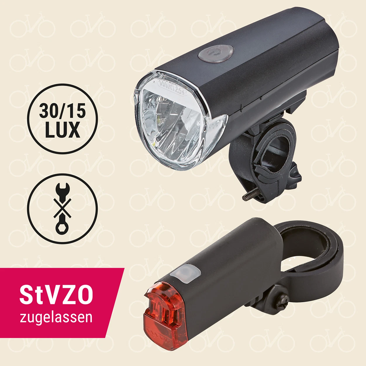 Batterieleuchtenset 30 Lux - diagonale Ansicht