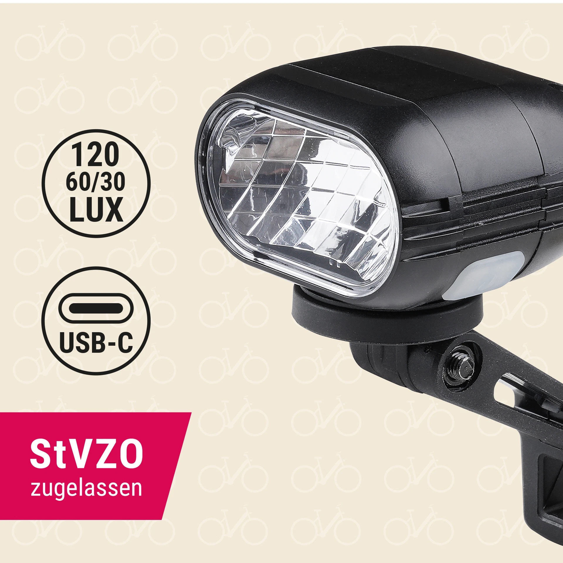 Frontscheinwerfer 120 Lux - diagonale Ansicht Schaubild