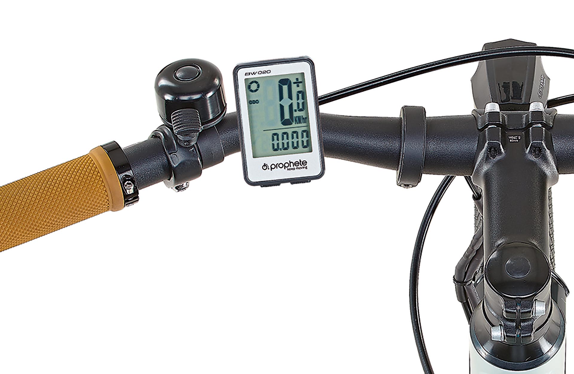 Fahrradcomputer montiert am Fahrradlenker - Ansicht von oben