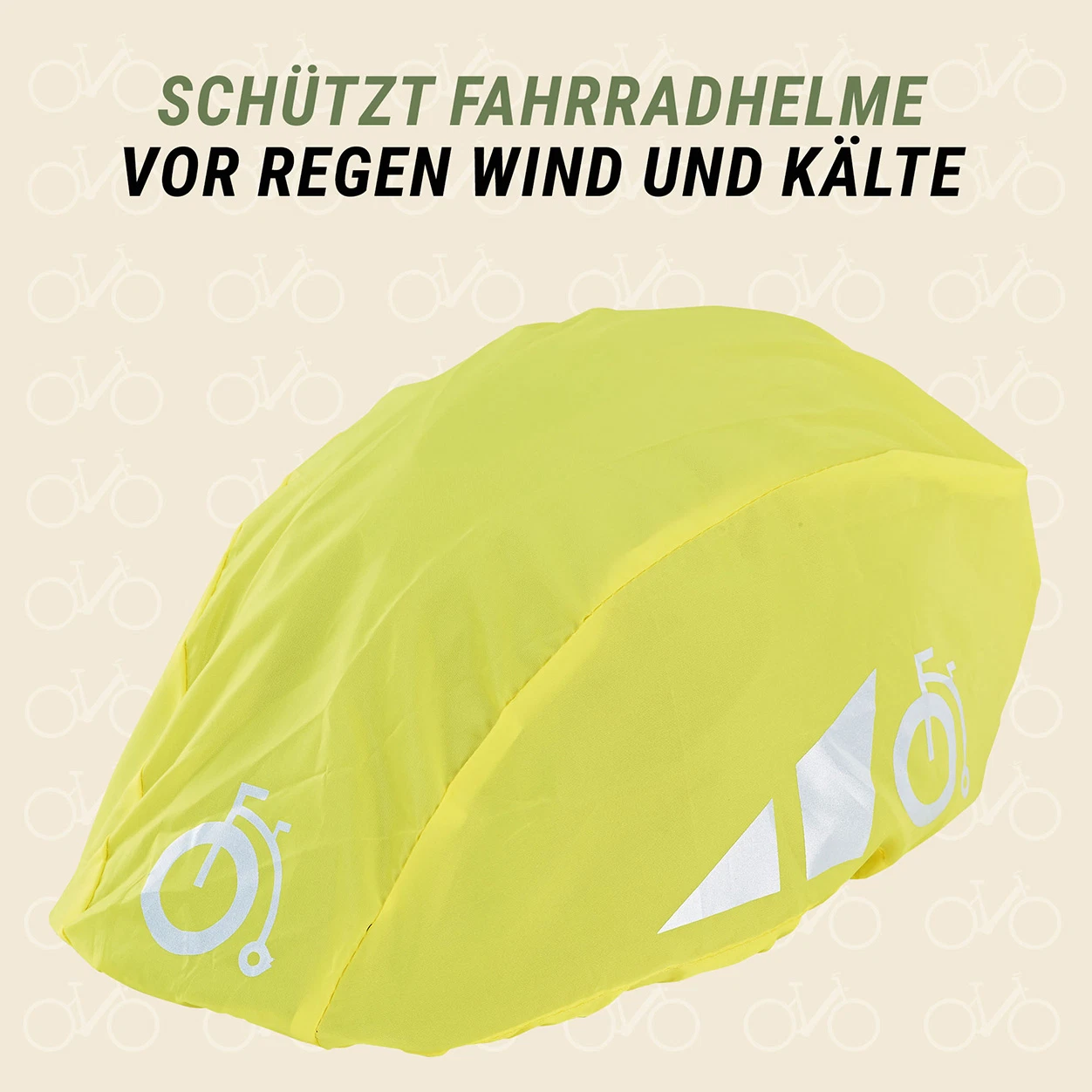 Regenüberzug für Fahrradhelme schützt vor Regen, Wind und Kälte - diagonale Ansicht