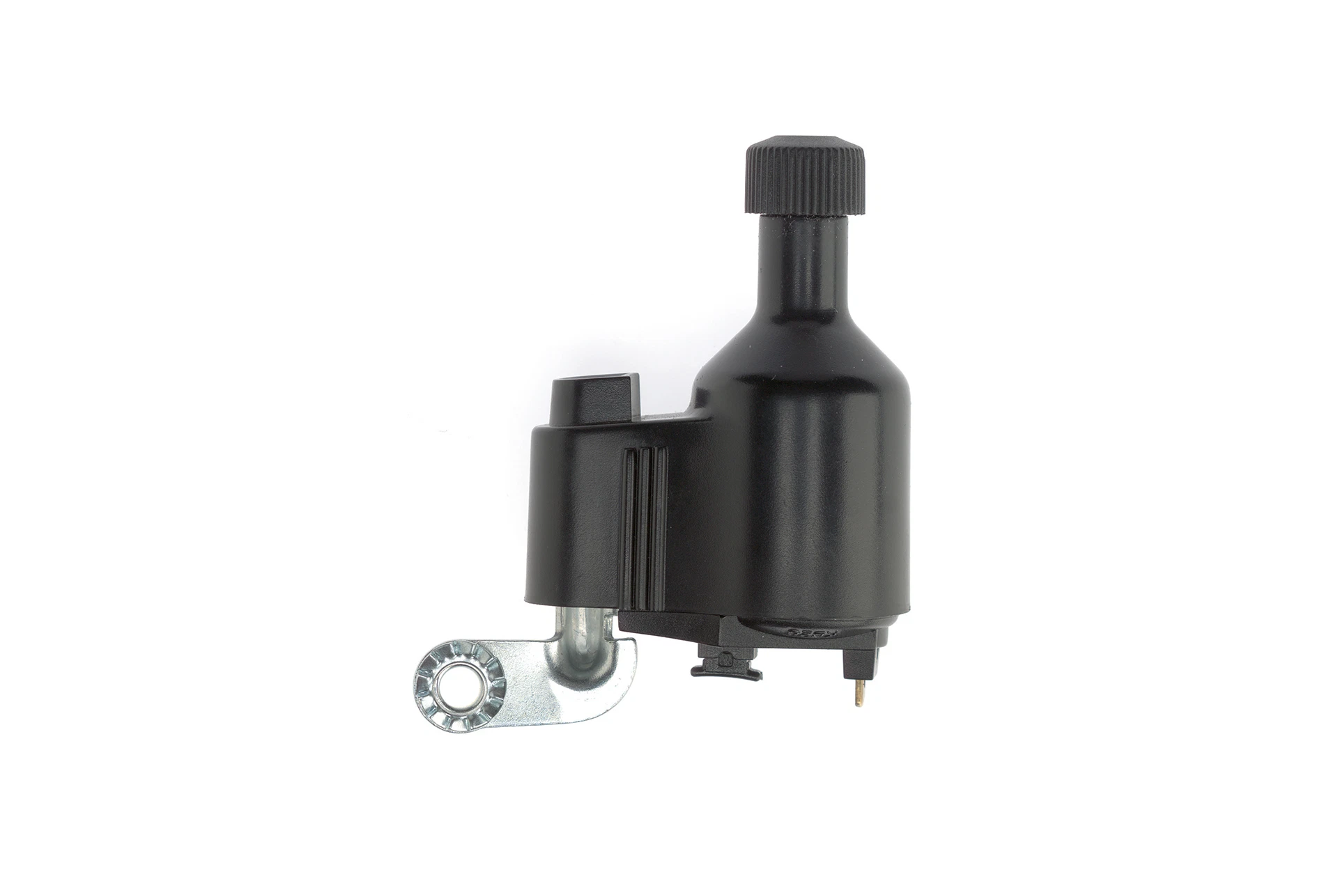 Dynamo schwarz - Ansicht von vorne auf weißem Grund