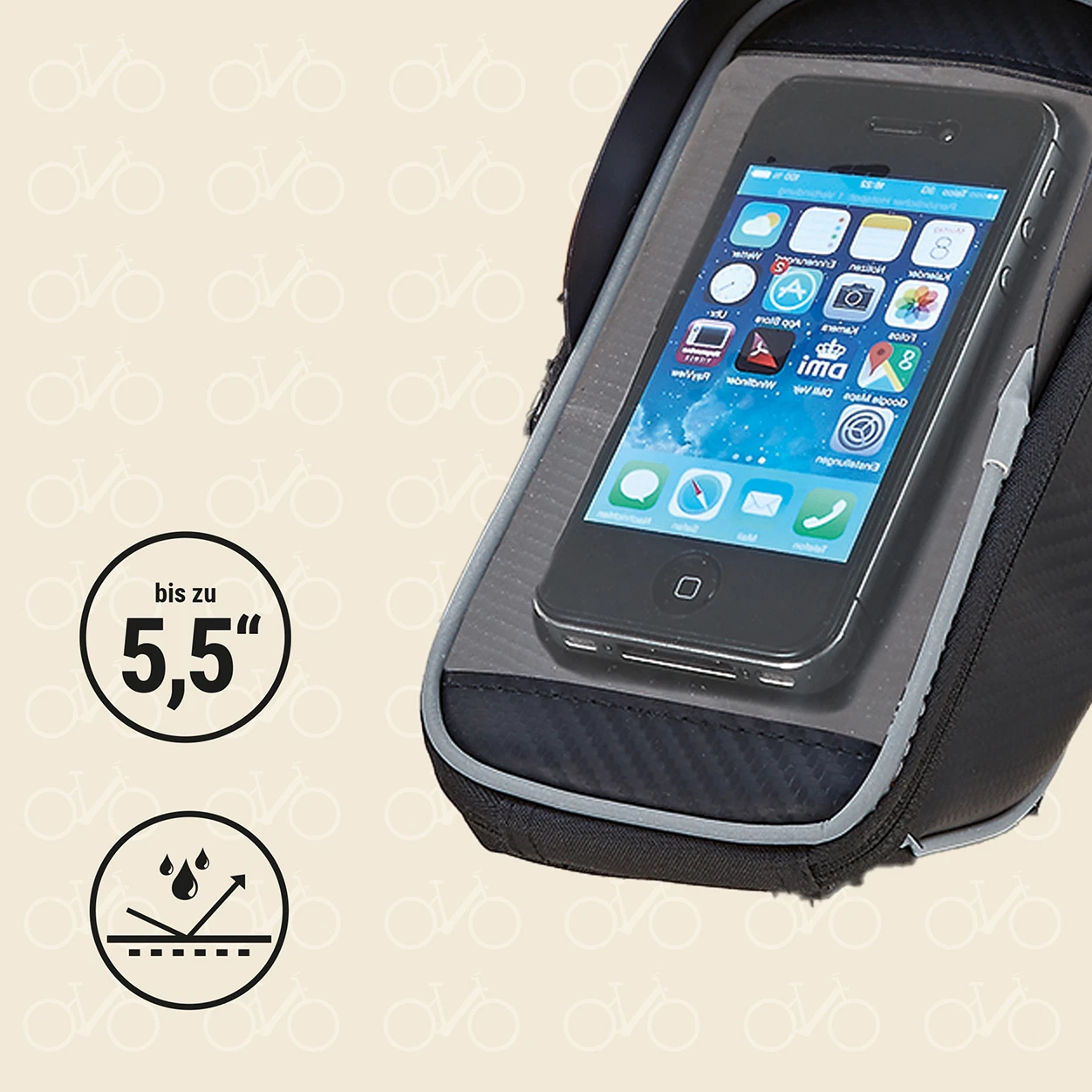 Smartphone Tasche Lenker 5,5 Zoll - diagonale Ansicht