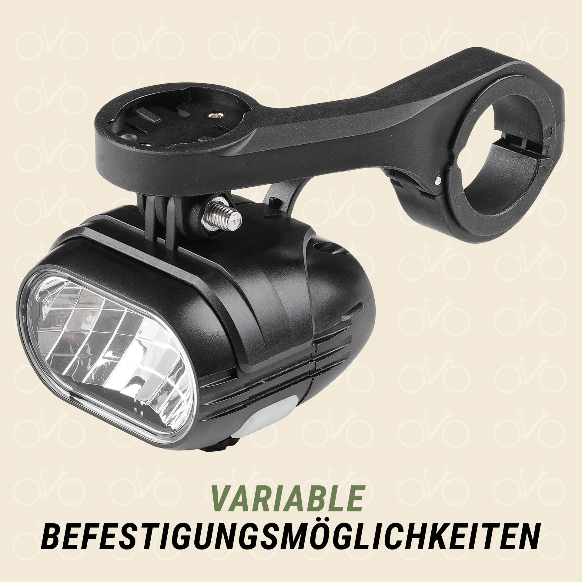 Frontscheinwerfer variable Befestigungsmöglichkeiten -  Ansicht von vorne