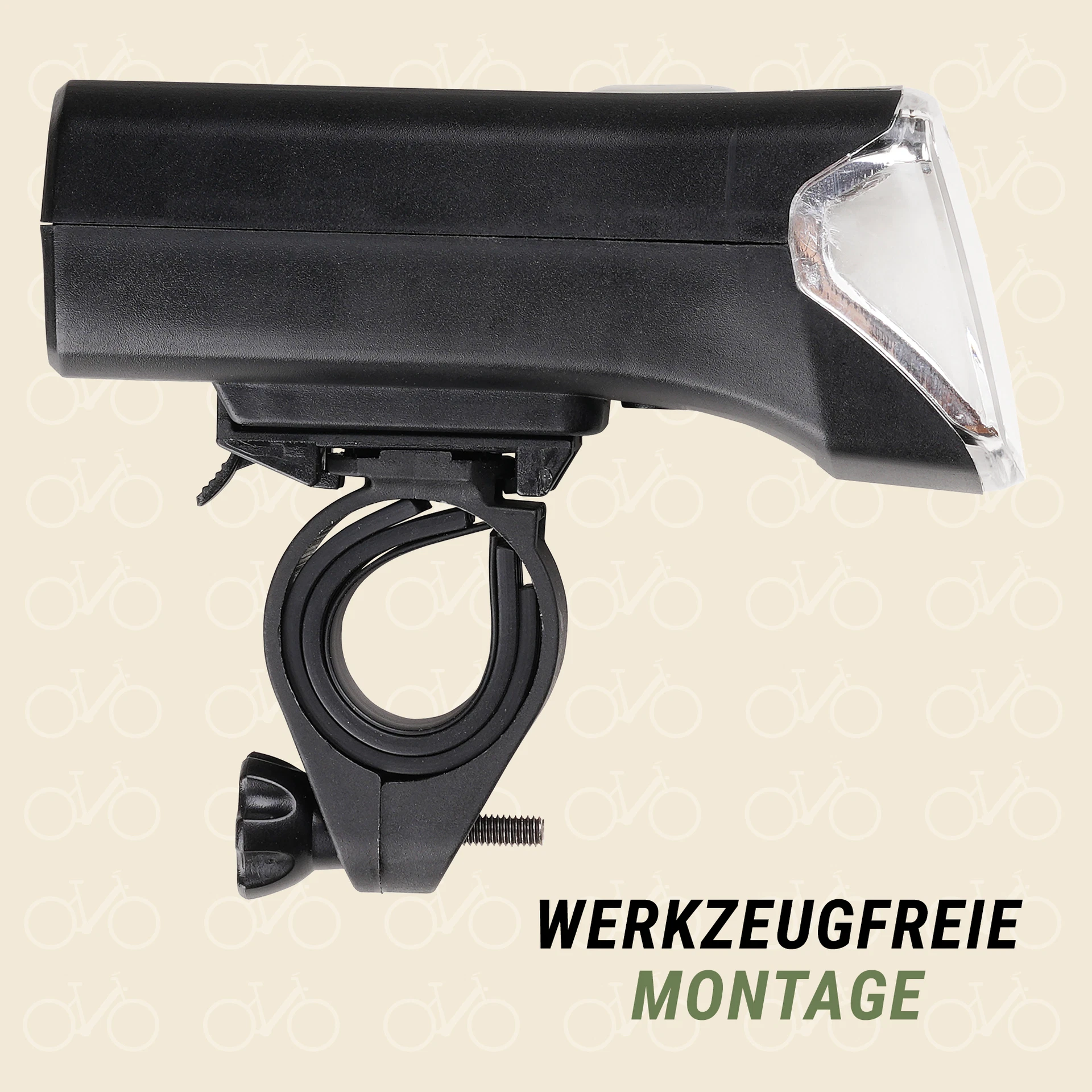 Frontbeleuchtung  werkzeugfreie Montage - seitliche Ansicht