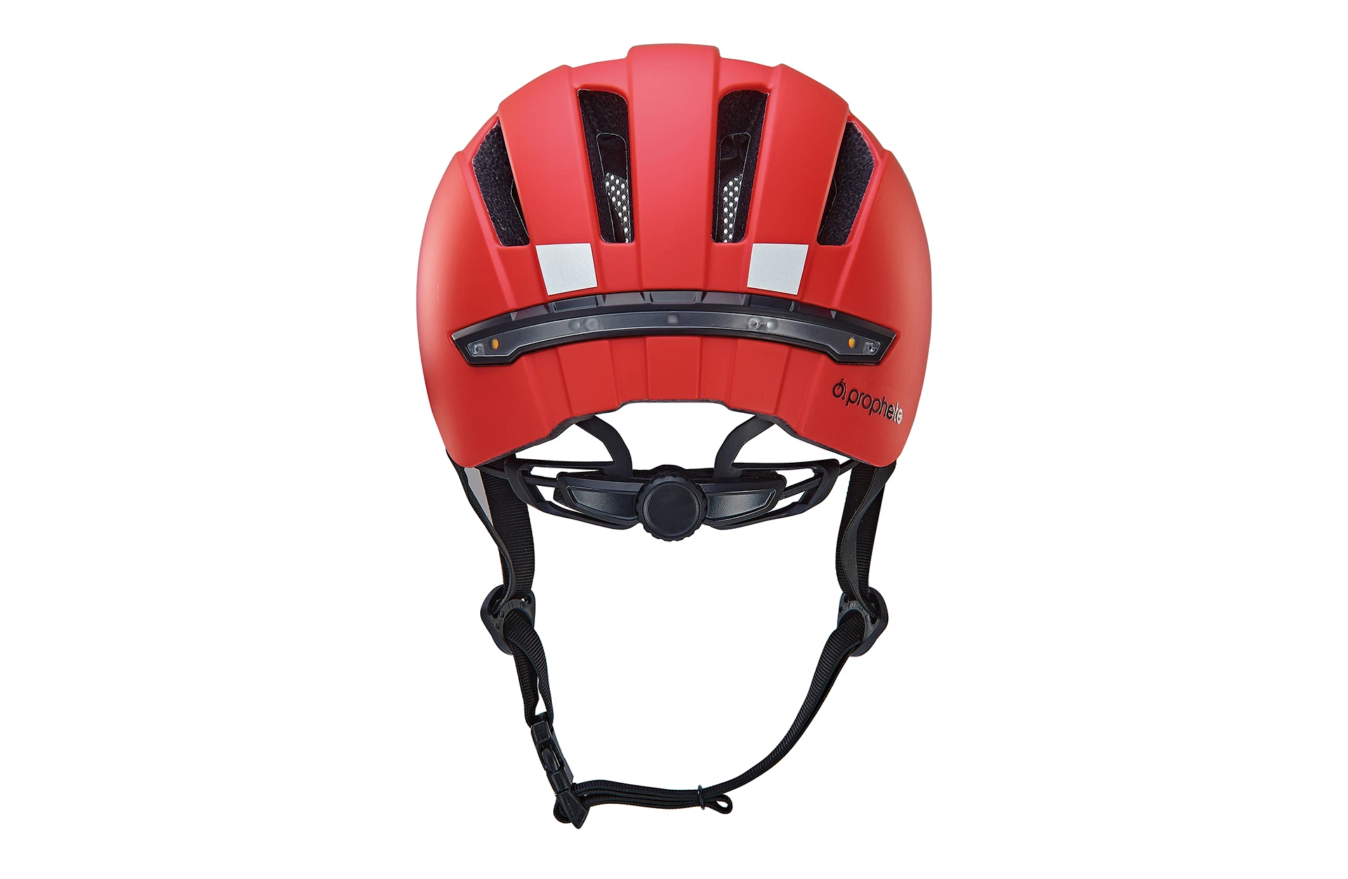 Fahrradhelm rot - Ansicht von hinten auf weißem Grund