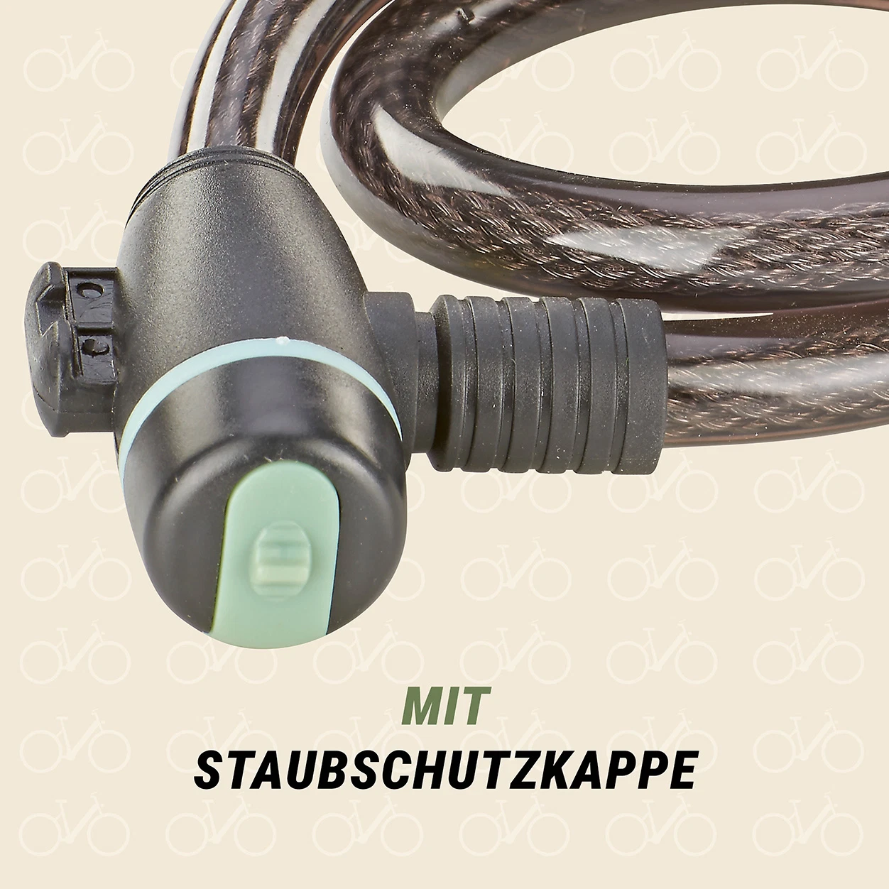 Kabelschloss schwarz mit Staubschutzkappe - Detailansicht