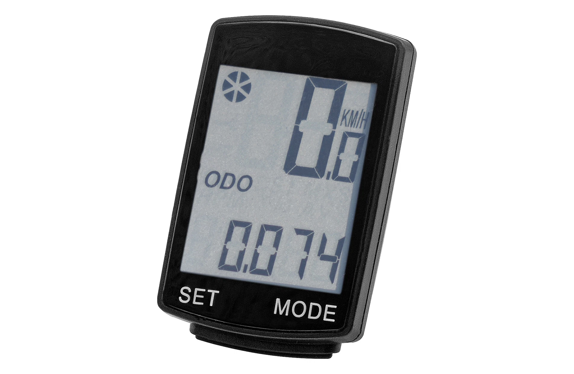 Vollansicht Fahrradcomputer schräg vor weißem Hintergrund