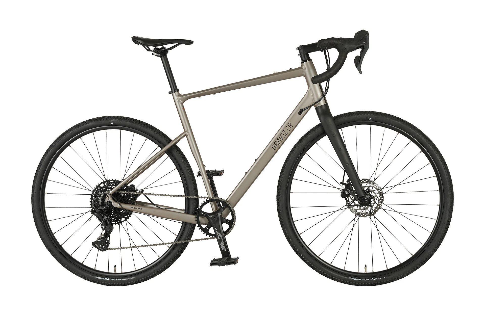 Graveler Gravelbike silber - Planaufnahme auf weißem Grund