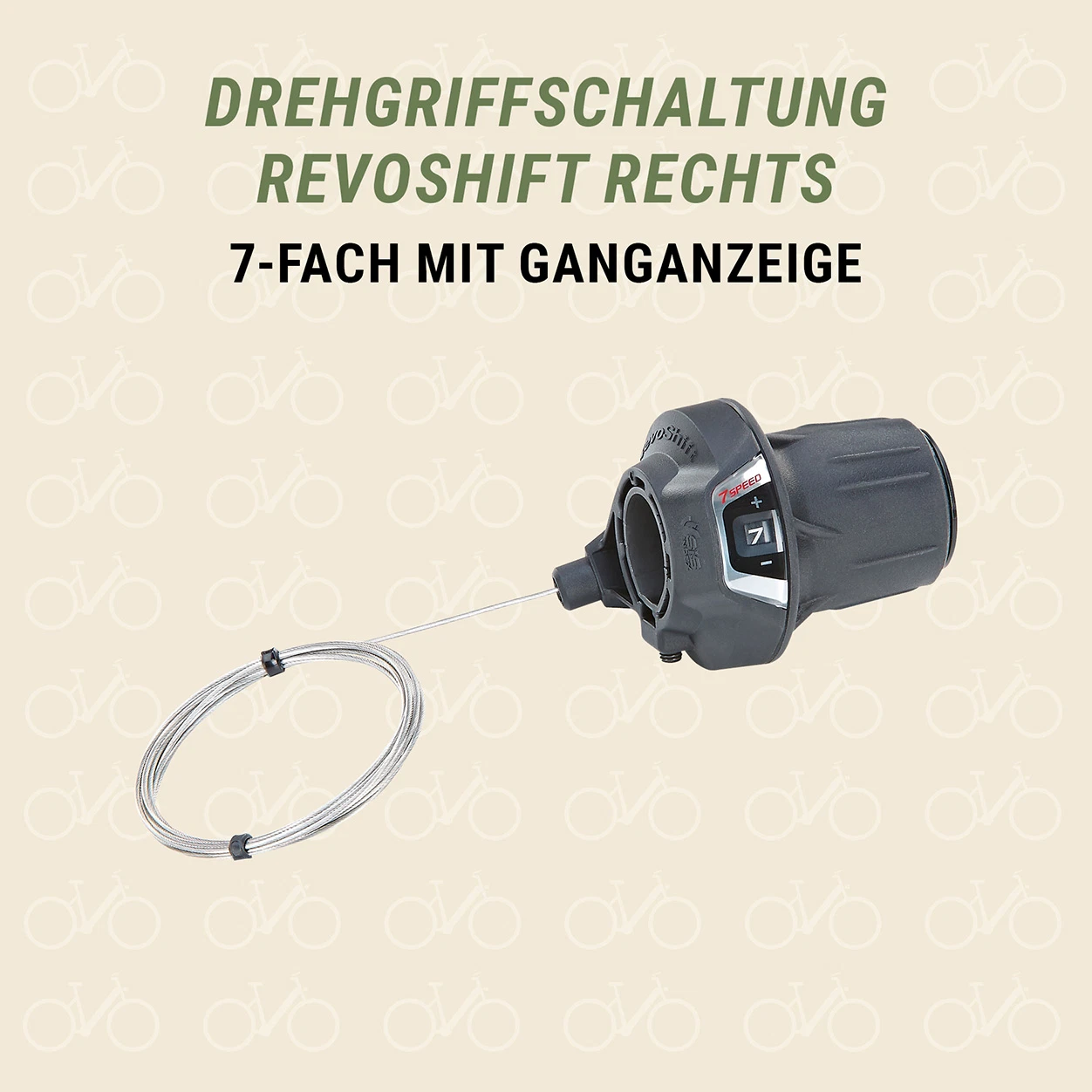 Shimano Grip-Shift Schalter 7-fach Ganganzeige und mit Drehgriffschaltung Revoshift rechts - diagonale Ansicht