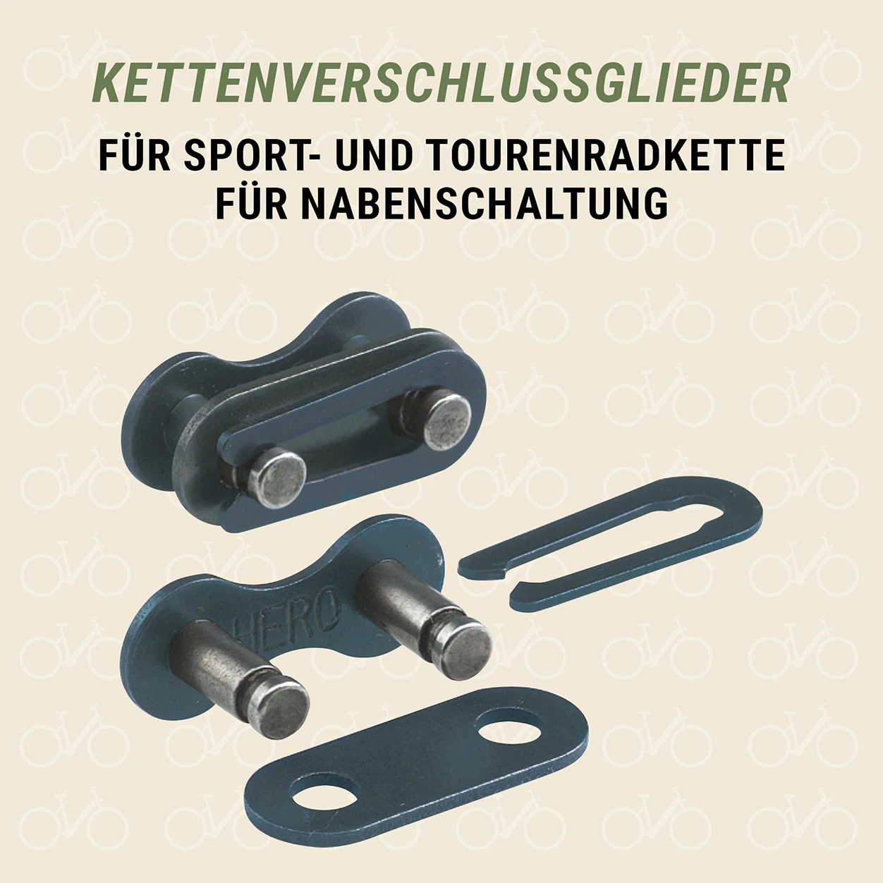 Kettenverschlussglieder für Sport und Tourenradkette und für Nabenschaltung - diagonale Ansicht