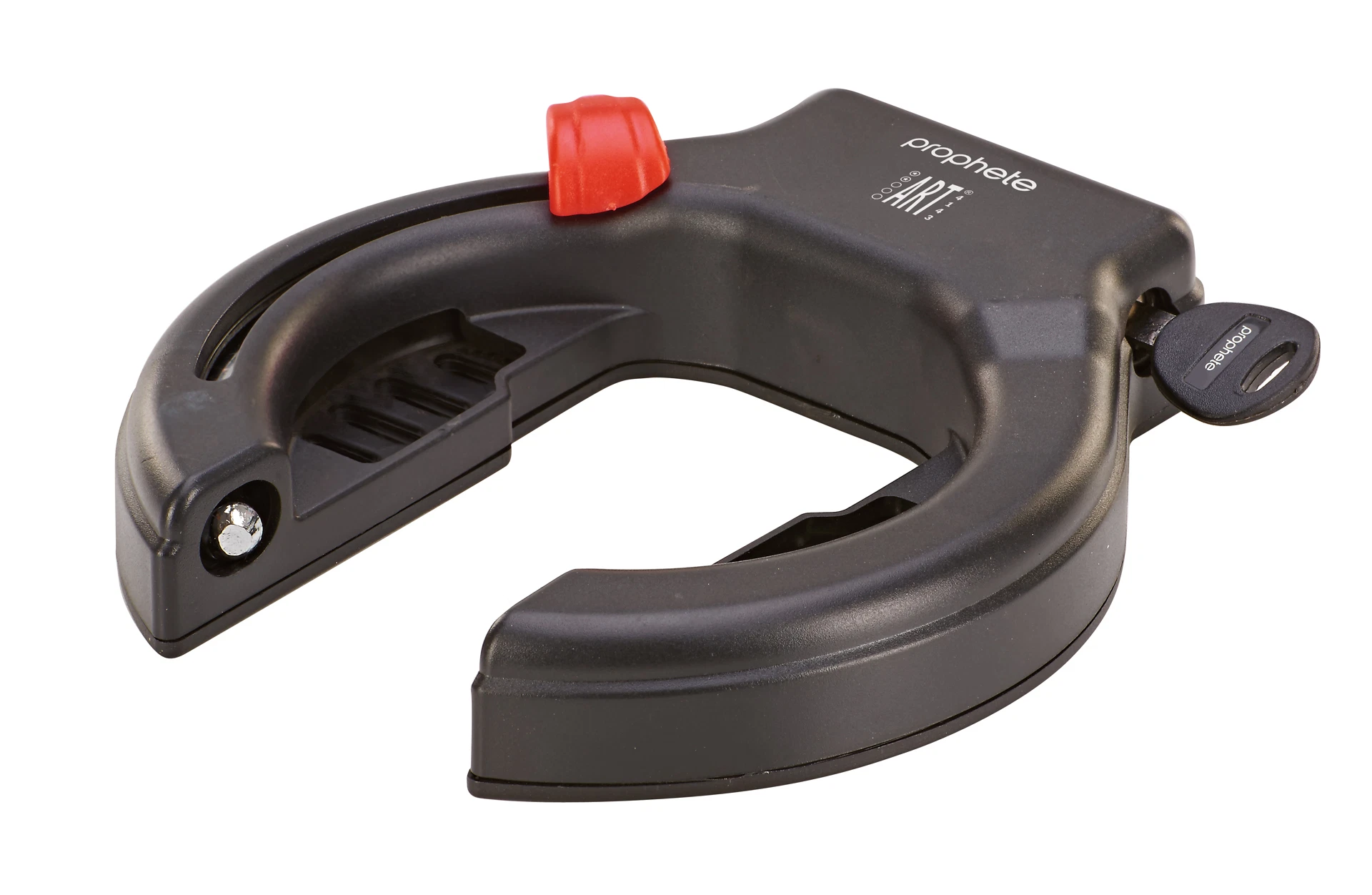 Rahmenschloss schwarz geöffnet - diagonale Ansicht  weißem Grund