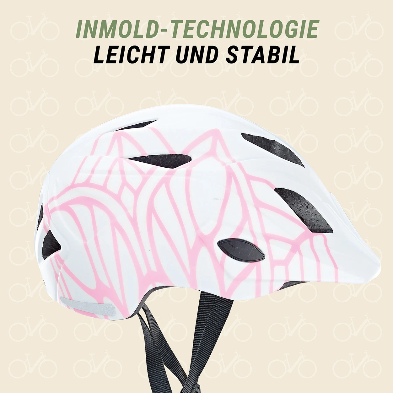 Kinder-Fahrradhelm weiß-pink