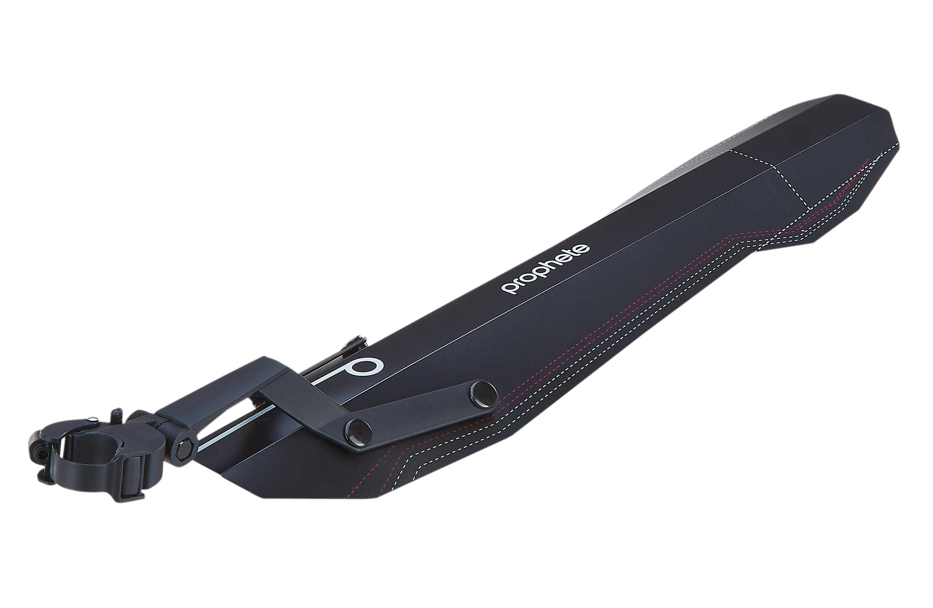 Schutzblech klappbar am Hinterrad montiert - diagonale Ansicht auf weißem Grund