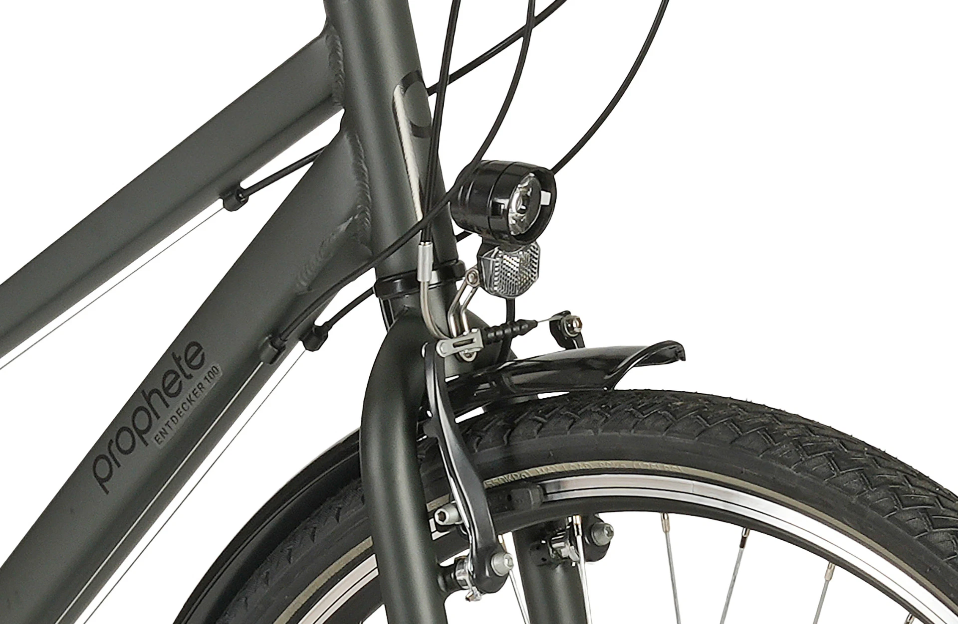 Entdecker 100 Trekking Bike Trapezrahmen - Detailansicht Beleuchtung auf weißem Grund