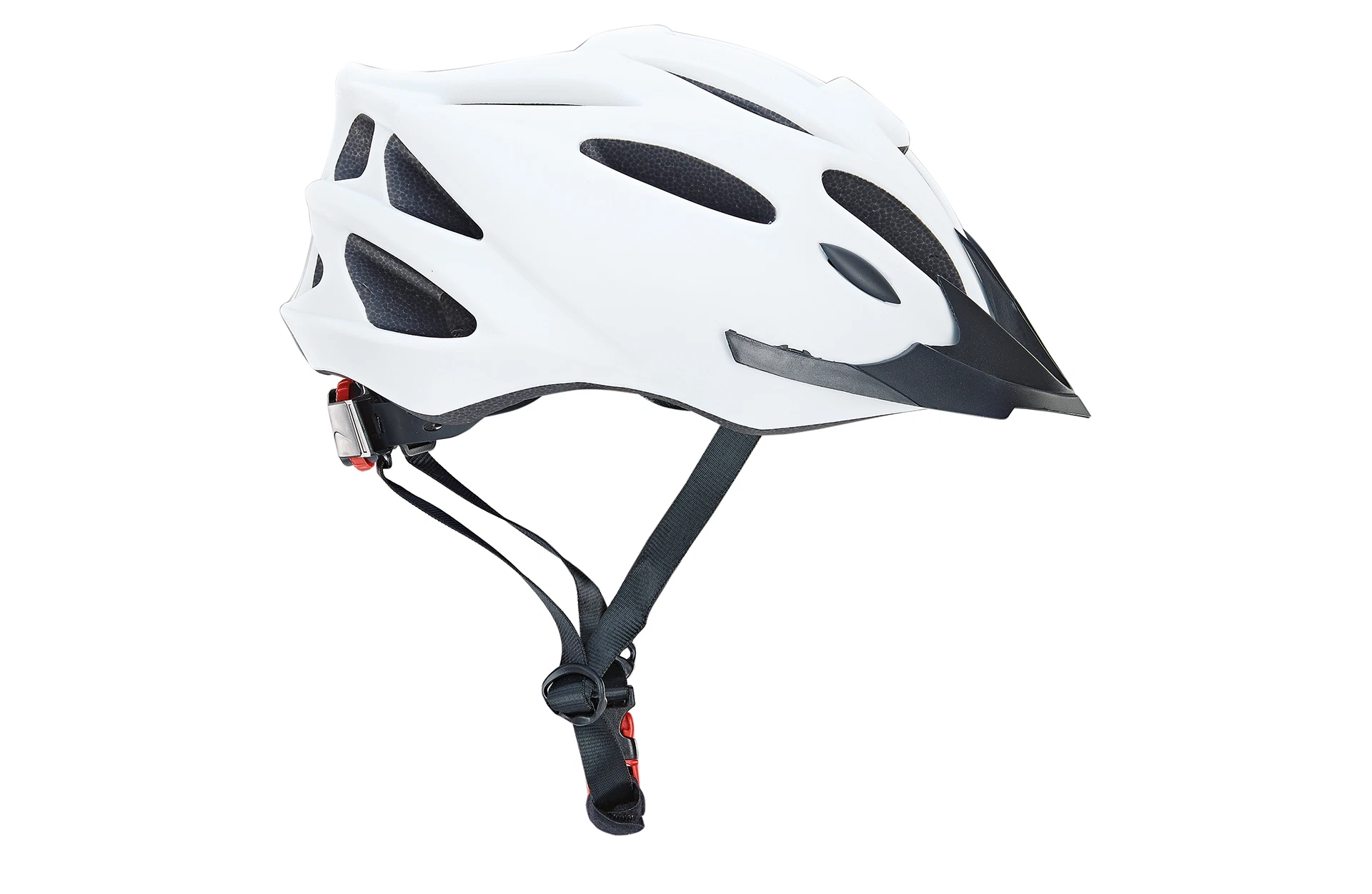 Fahrradhelm weiß - Ansicht seitlich auf weißem Grund