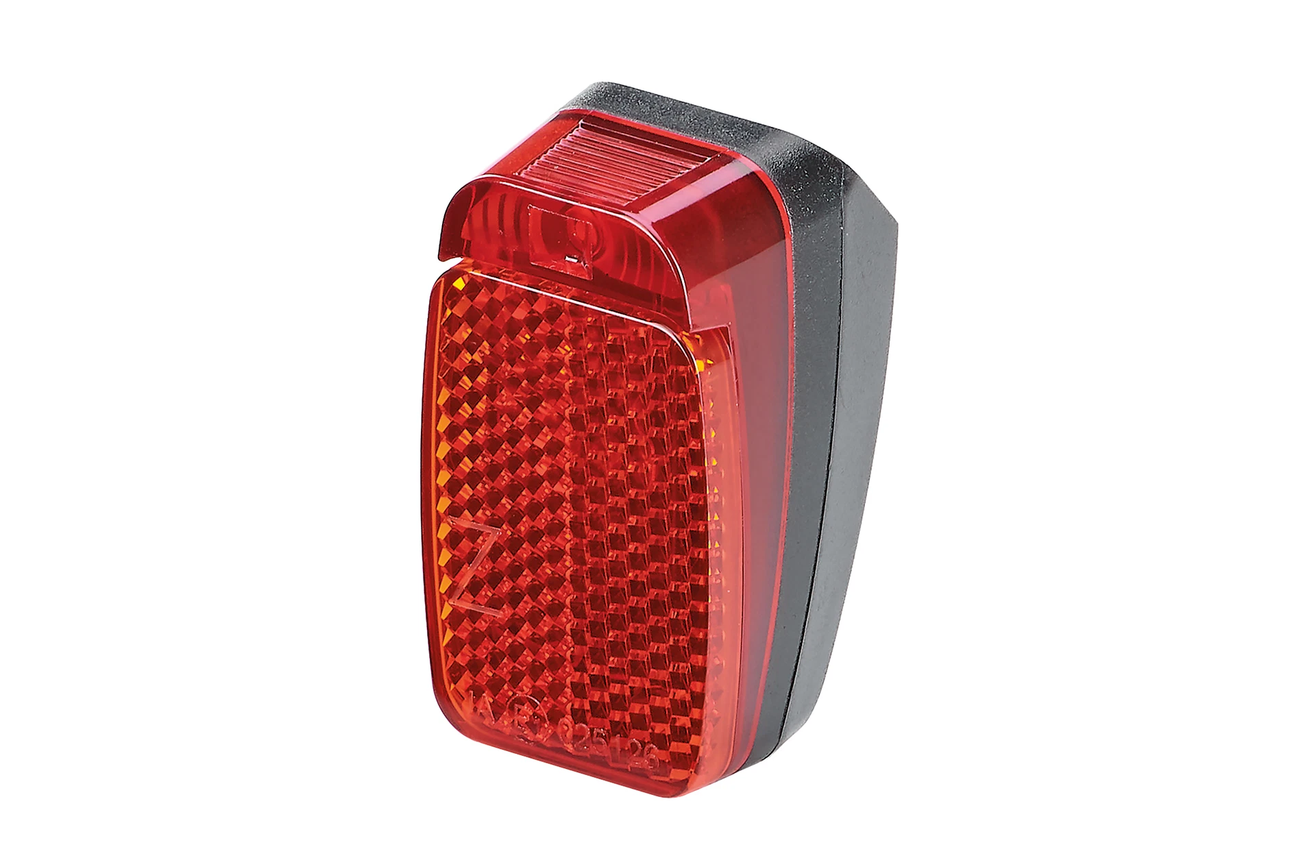 Rücklicht rot mit Reflektor - diagonale Ansicht auf weißem Grund