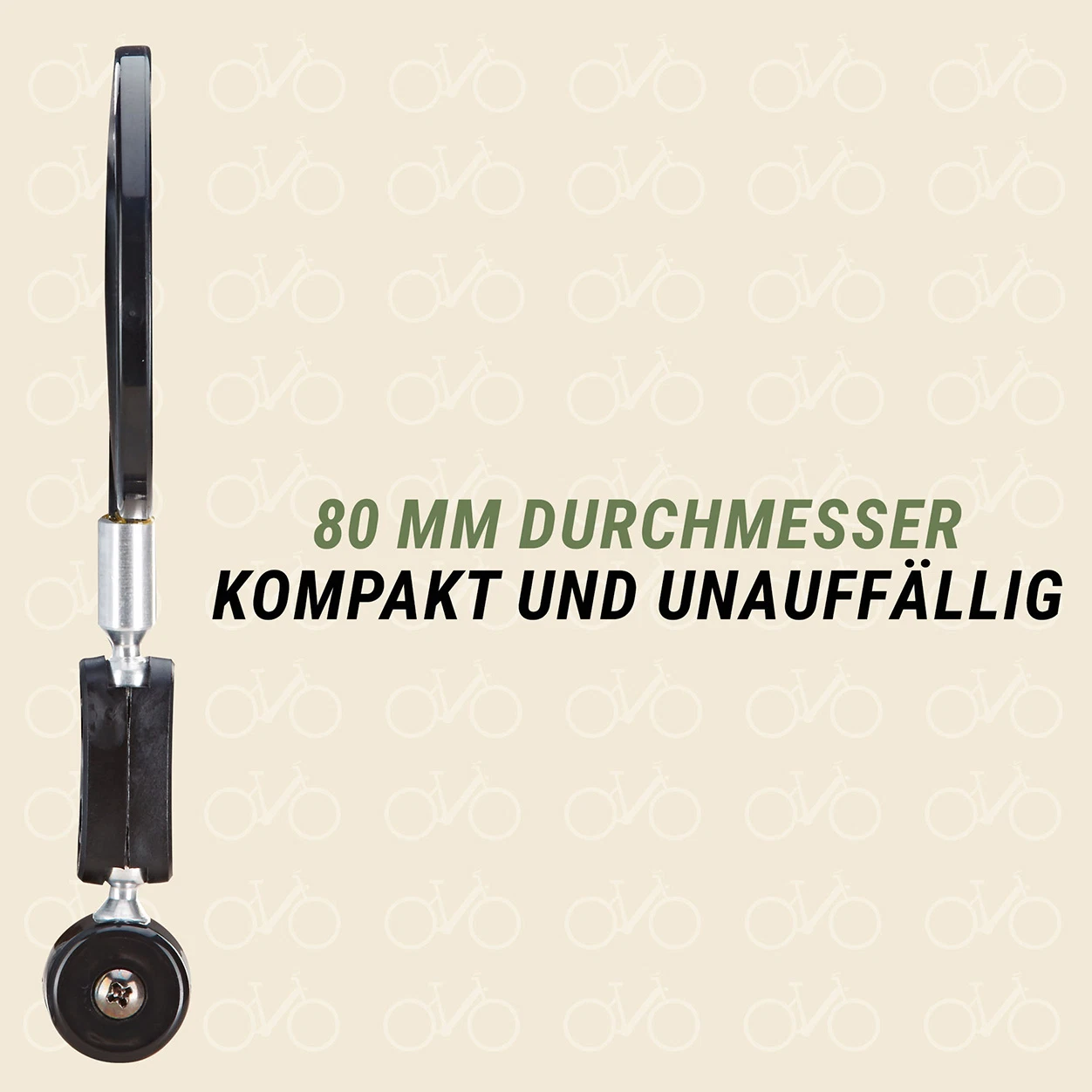 Fahrradspiegel Mini 80mm Durchmesser - seitliche Ansicht