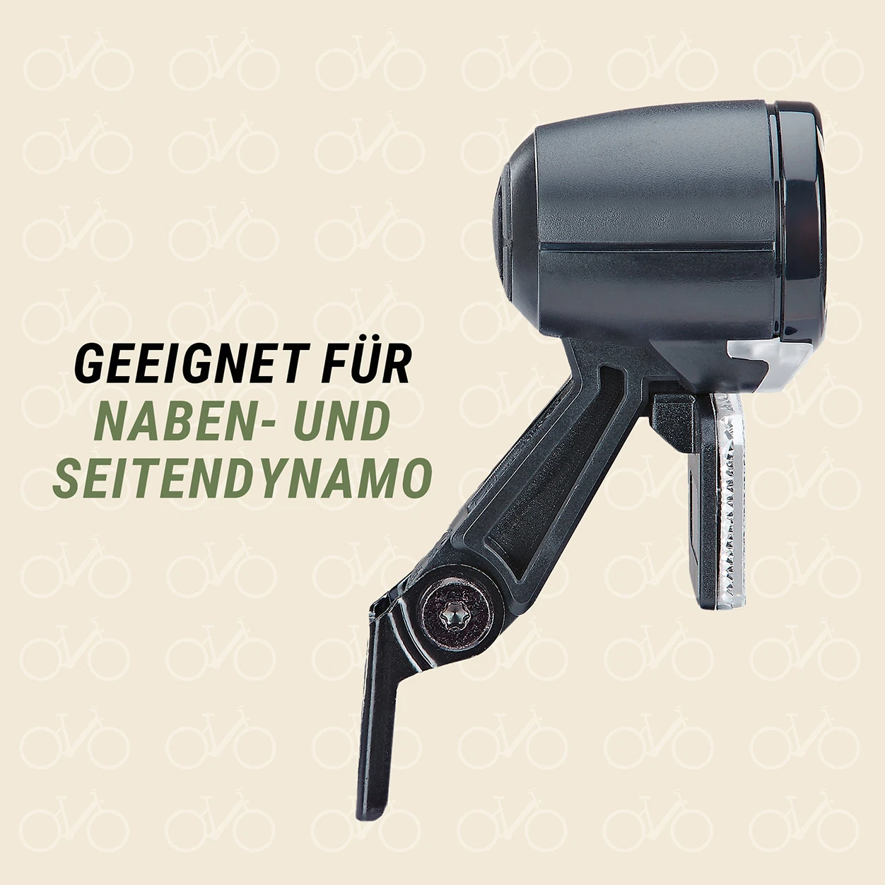 LED-Scheinwerfer 40 LUX geeignet für Naben- und Seitendynamo - seitliche Ansicht