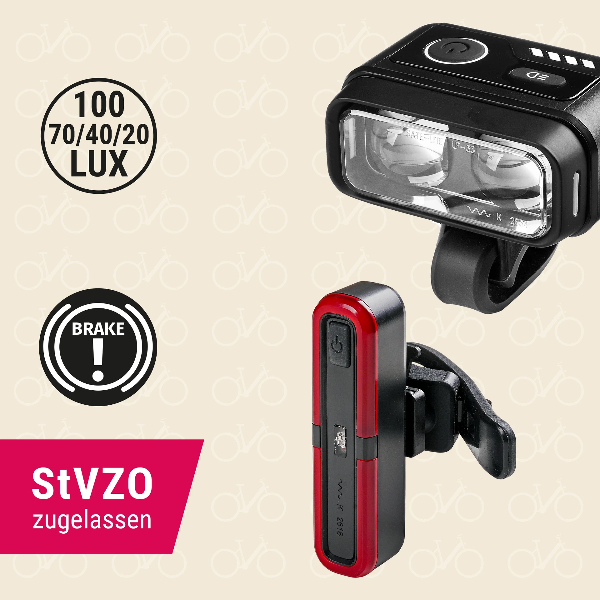 Beleuchtungsset 100 LUX mit Bremslicht