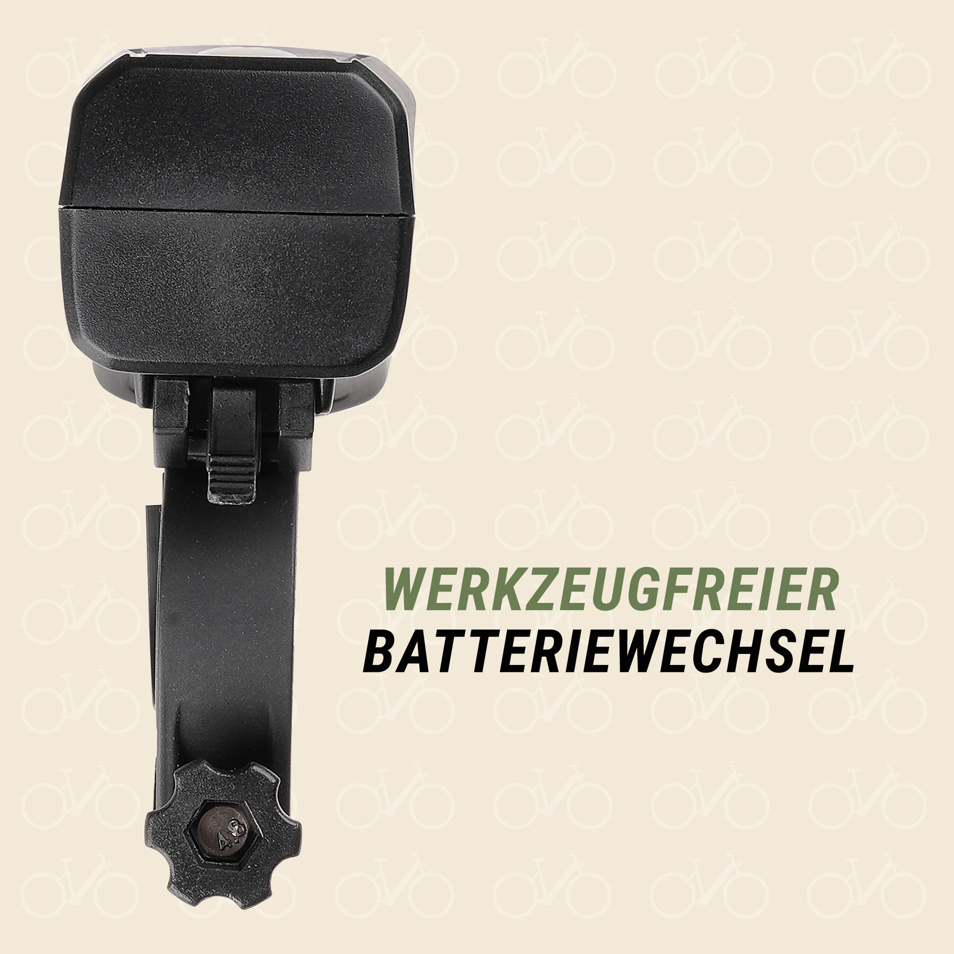 Frontscheinwerfer werkzeugfreier Batteriewechsel - Ansicht von hinten