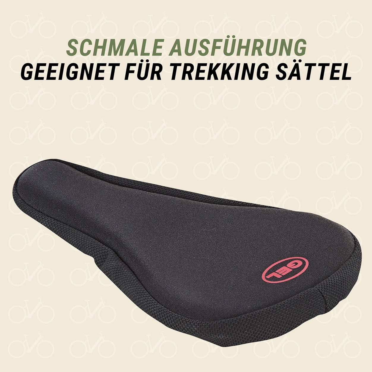 Satteldecke Schwarz schmale Ausführung geeignet für Trekking Sättel - diagonale Ansicht