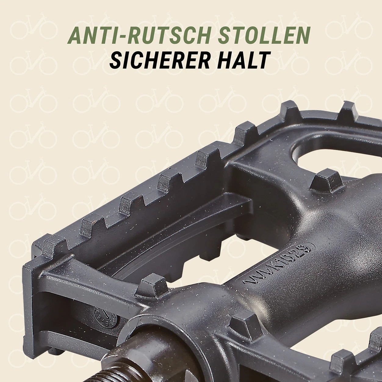 Universal Pedale Schwarz mit Anti Rutsch Stollen - detailansicht