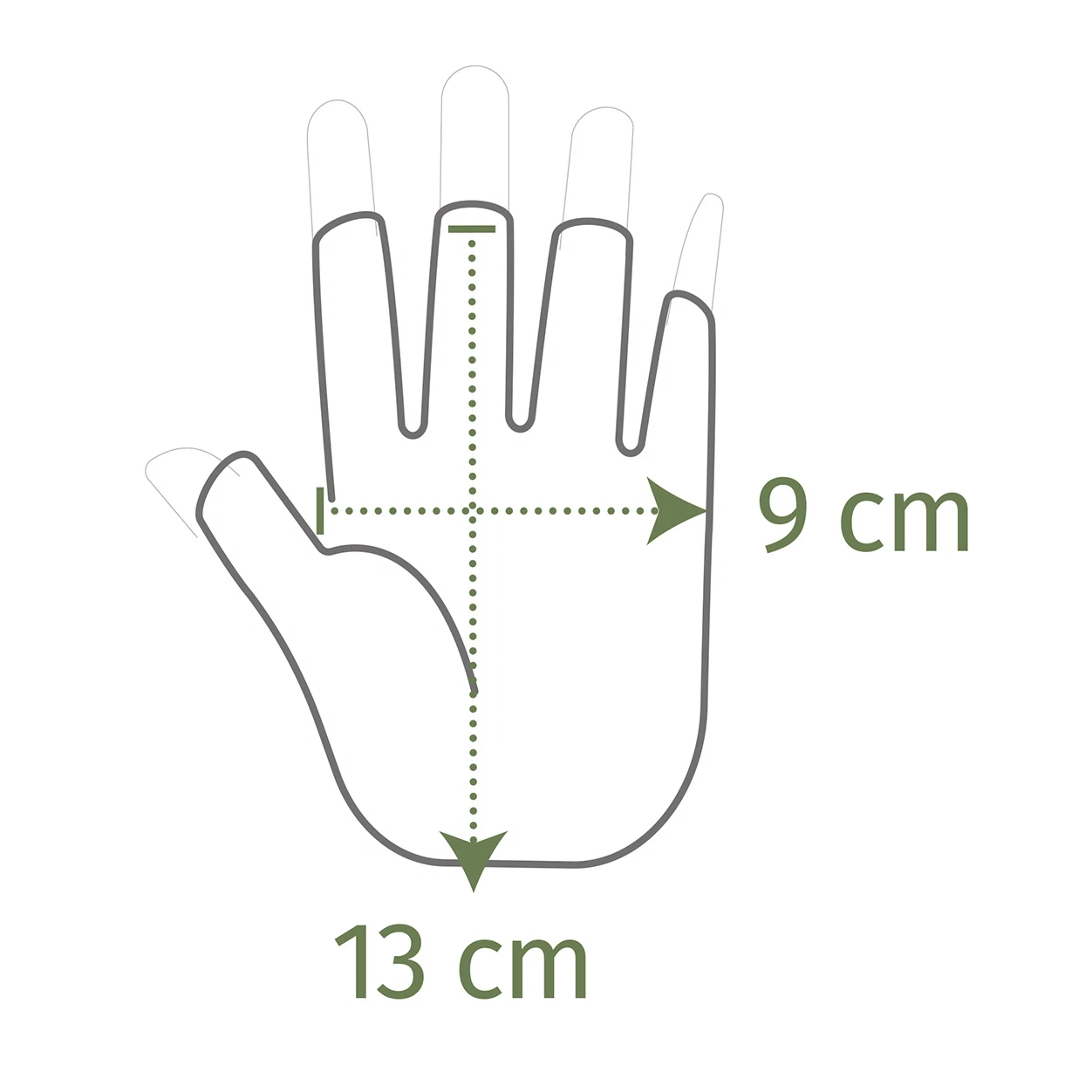 Fahrradhandschuhe kurz Länge 13cm und Breite 9cm - Zeichnung