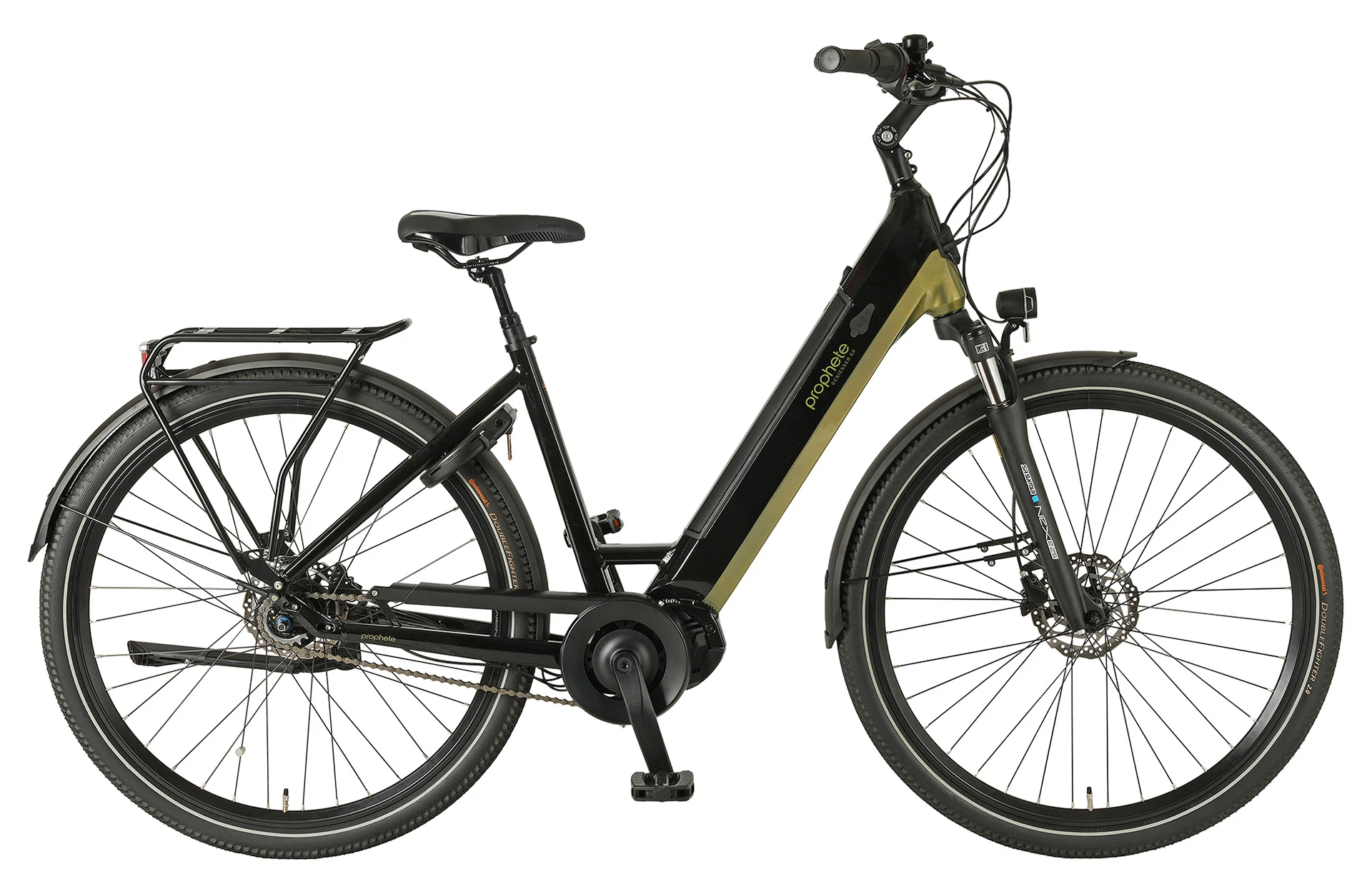 Geniesser 6.0 schwarz/grün City E-Bike - Planaufnahme auf weißem Grund