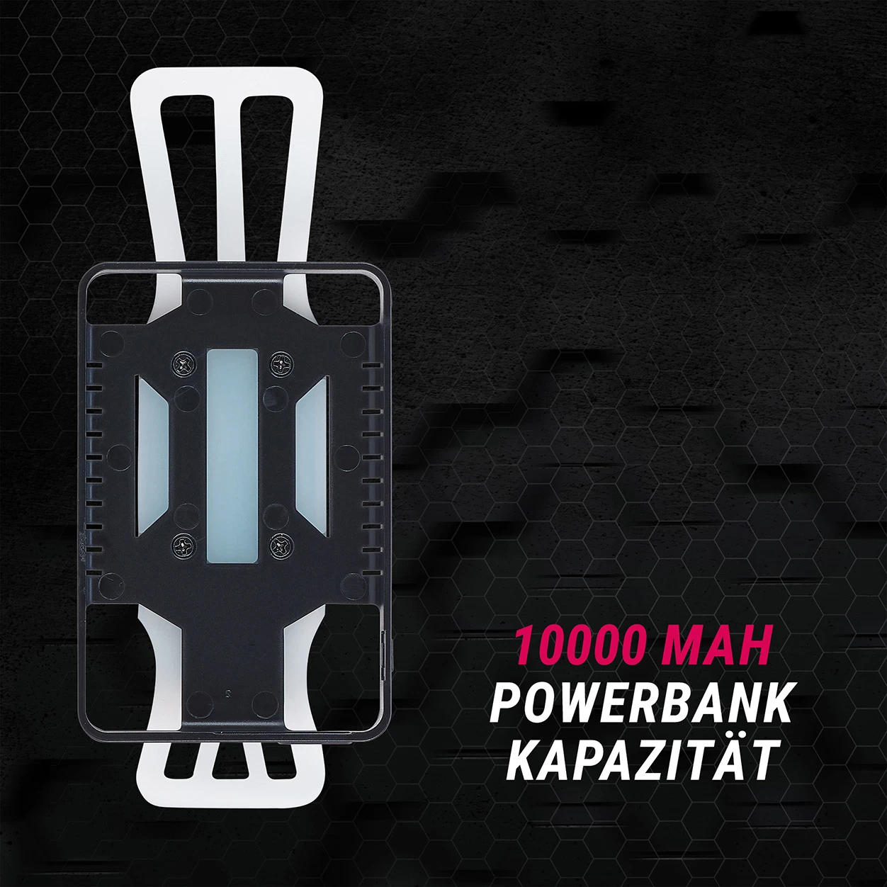 Smartphone Halterung mit Power Bank 10000 mAh - Ansicht von vorne