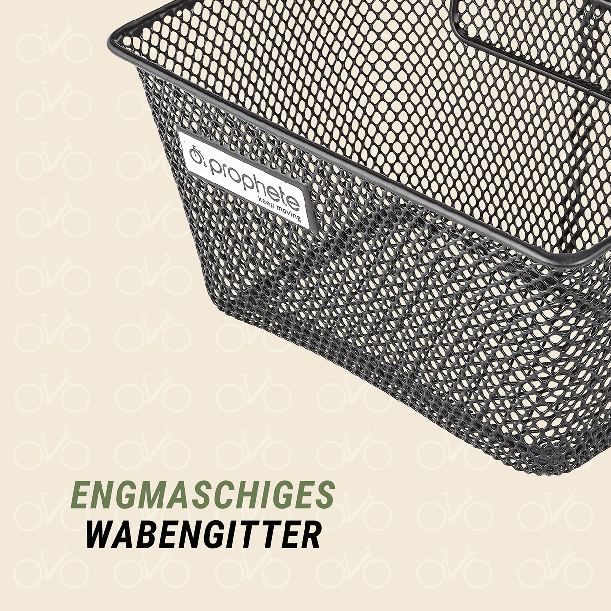 Lenkerfahrradkorb Schwarz engmaschiges Wabengitter - detailansicht
